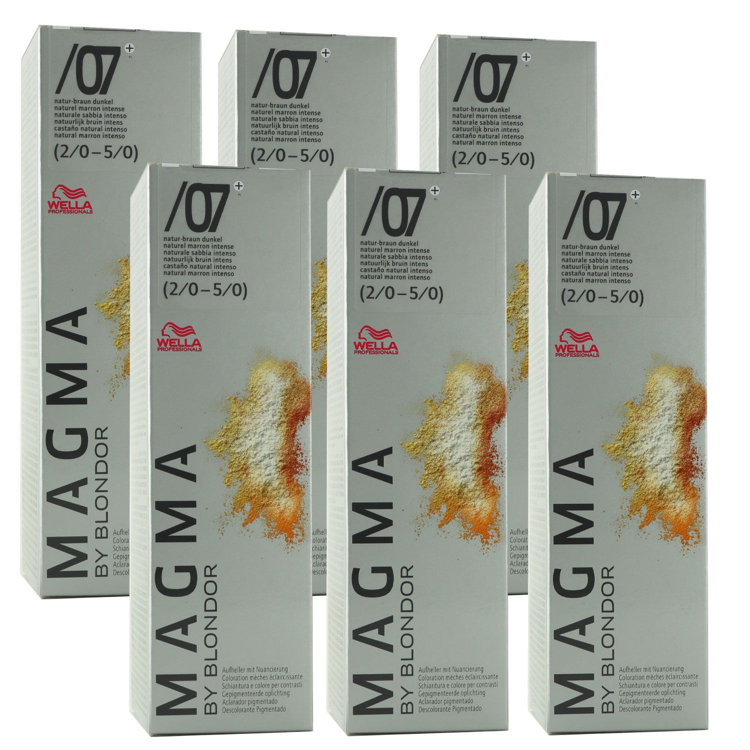 Wella Magma 6 x 120 g /07+ natur-braun dunkel aufhellende Str�hnen-Haarfarbe Set
