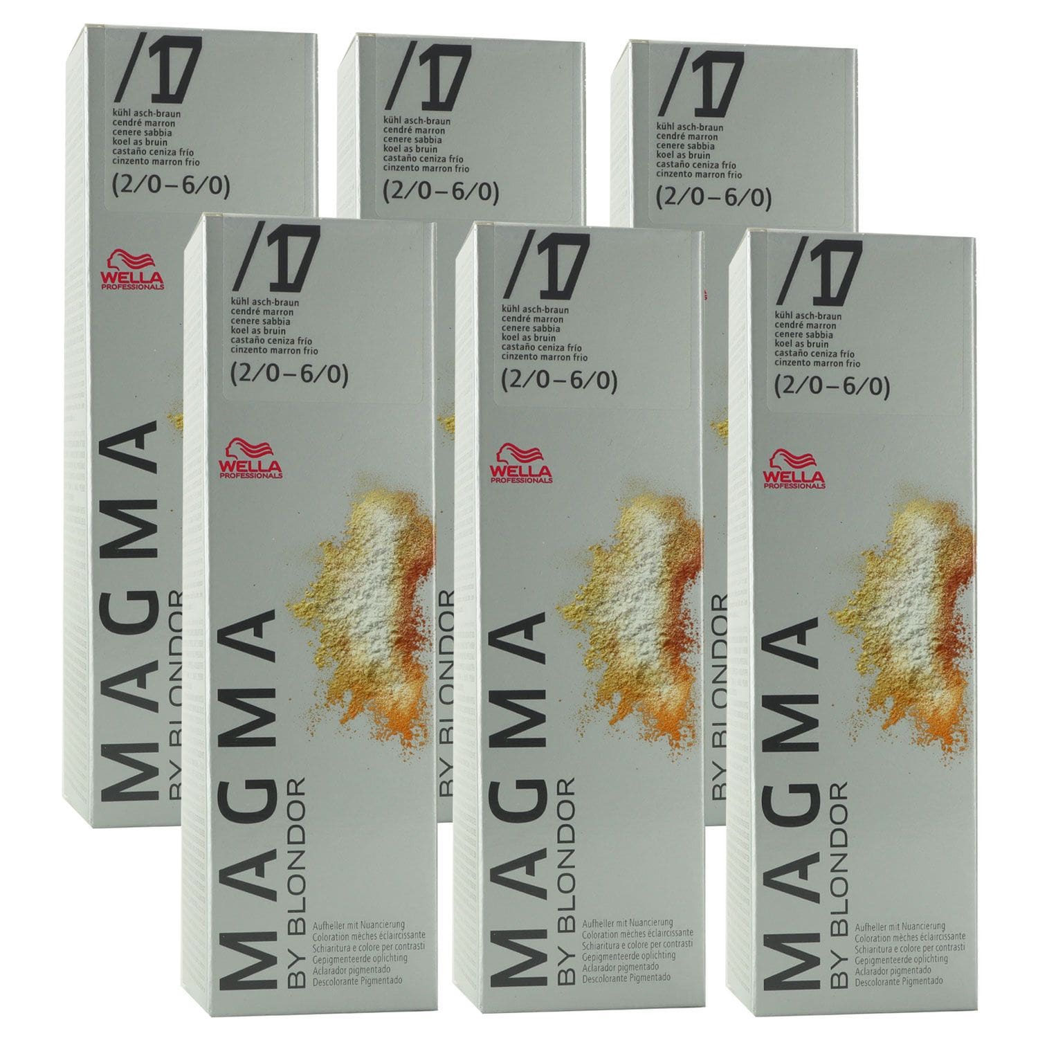 Wella Magma 6 x 120 g /17 k�hl asch-braun aufhellende Str�hnen-Haarfarbe Set