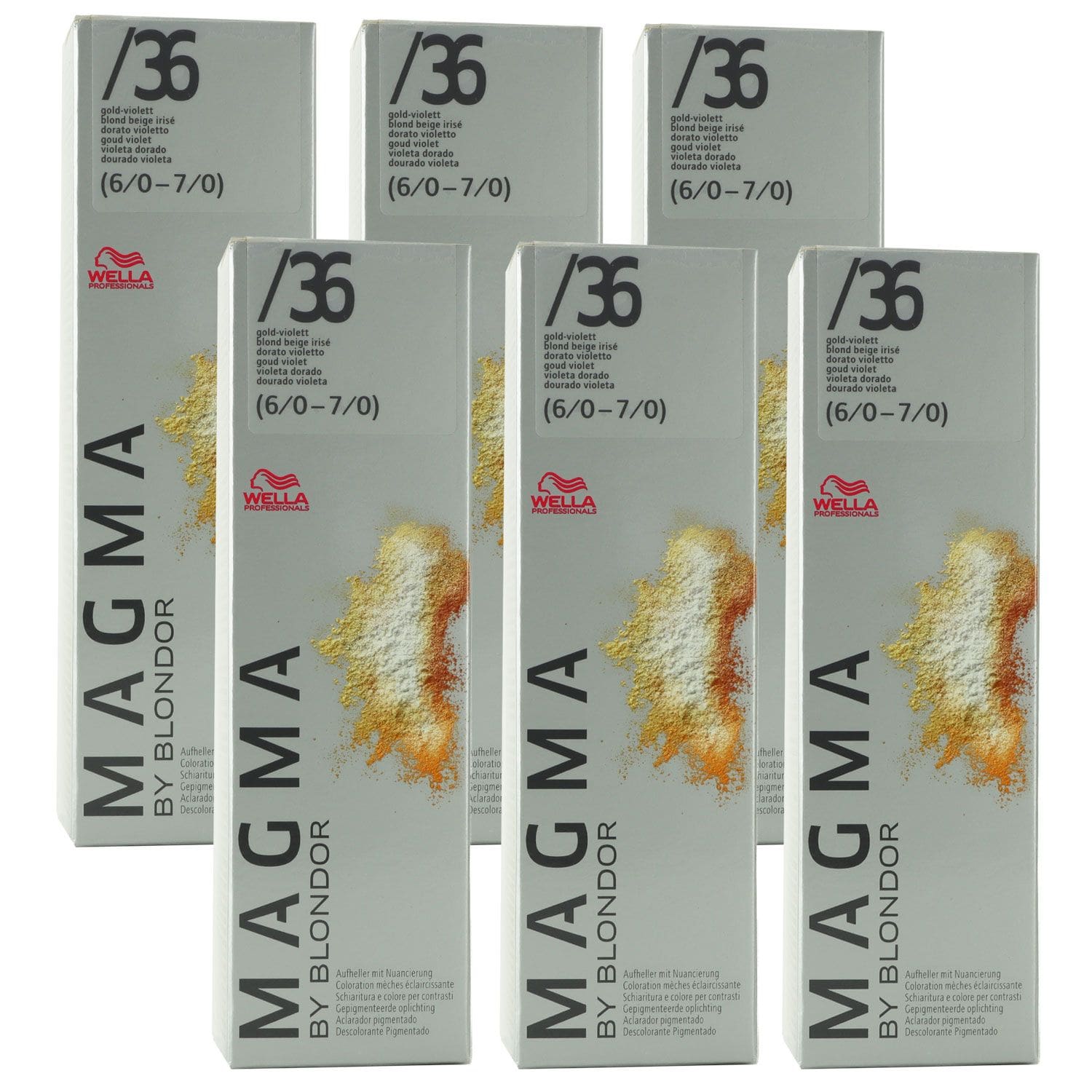 Wella Magma 6 x 120 g /36 gold violett aufhellende Str�hnen-Haarfarbe Set