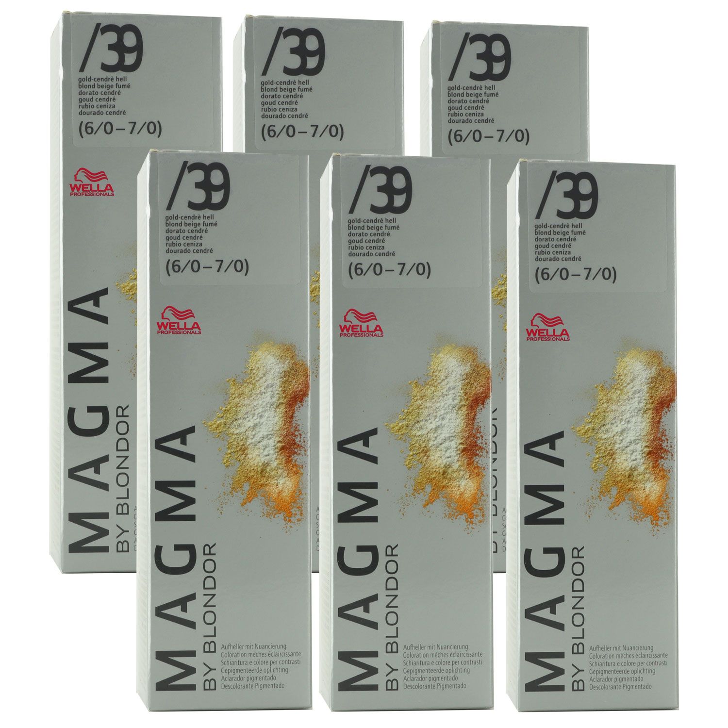 Wella Magma  6 x 120 g /39 gold-cendre hell aufhellende Str�hnen-Haarfarbe Set