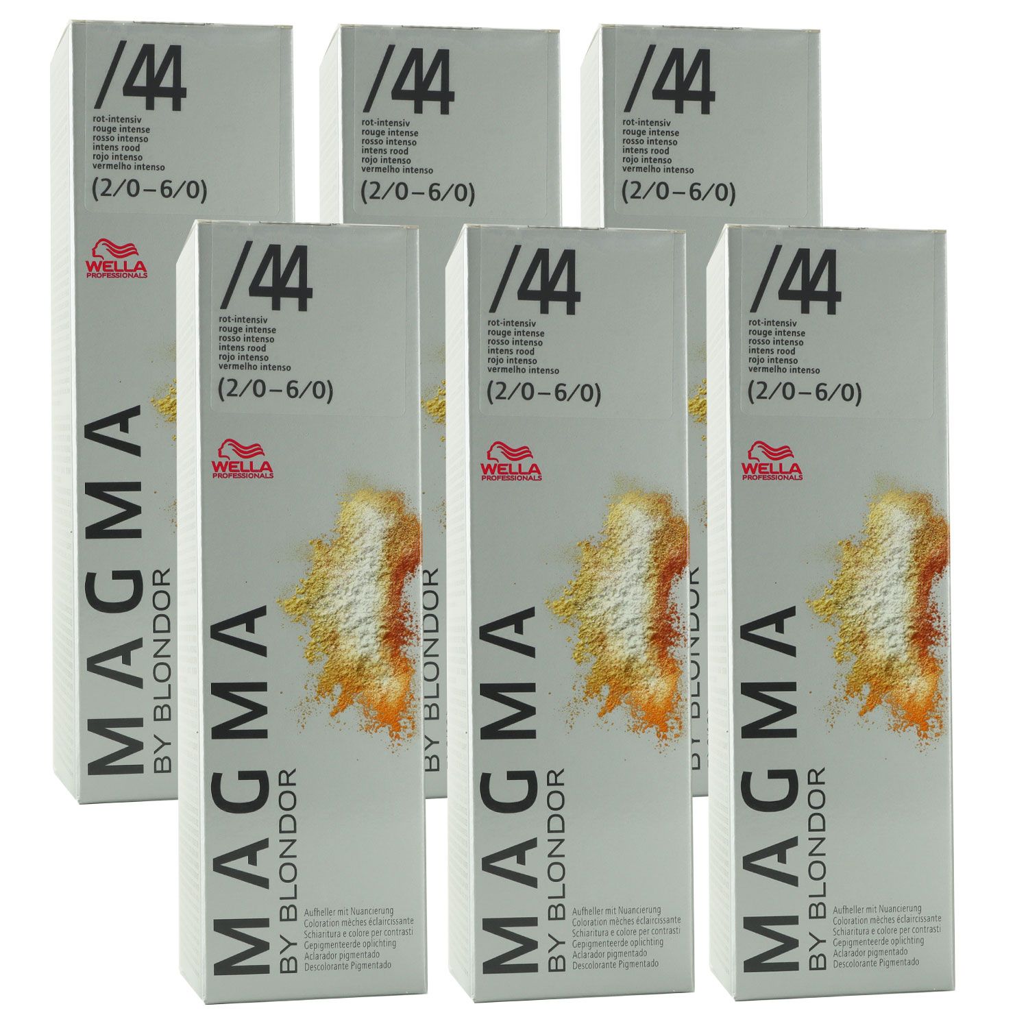Wella Magma 6 x 120 g /44 rot intensiv aufhellende Str�hnen-Haarfarbe Set