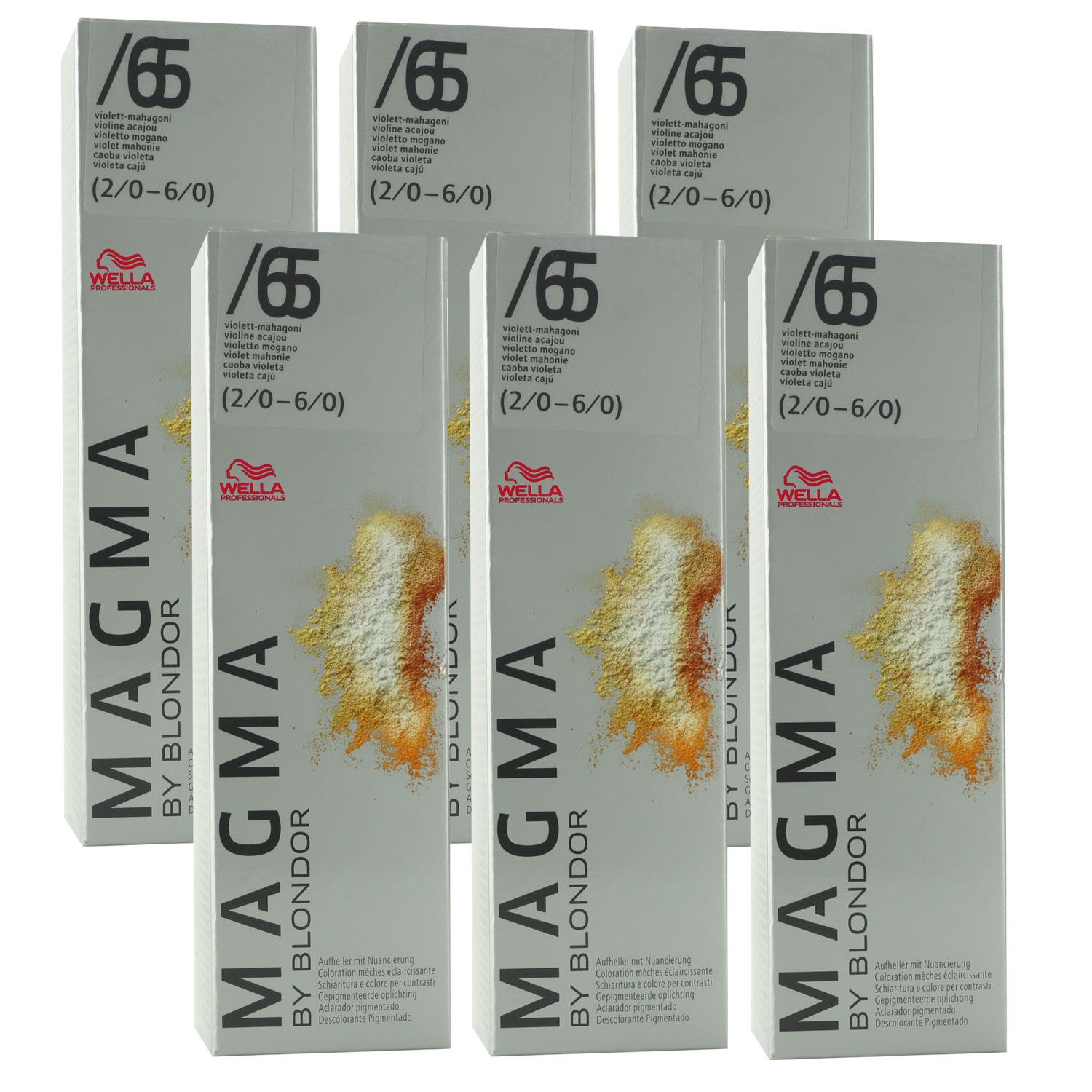 Wella Magma 6 x 120 g /65 violett-mahagoni aufhellende Str�hnen-Haarfarbe Set