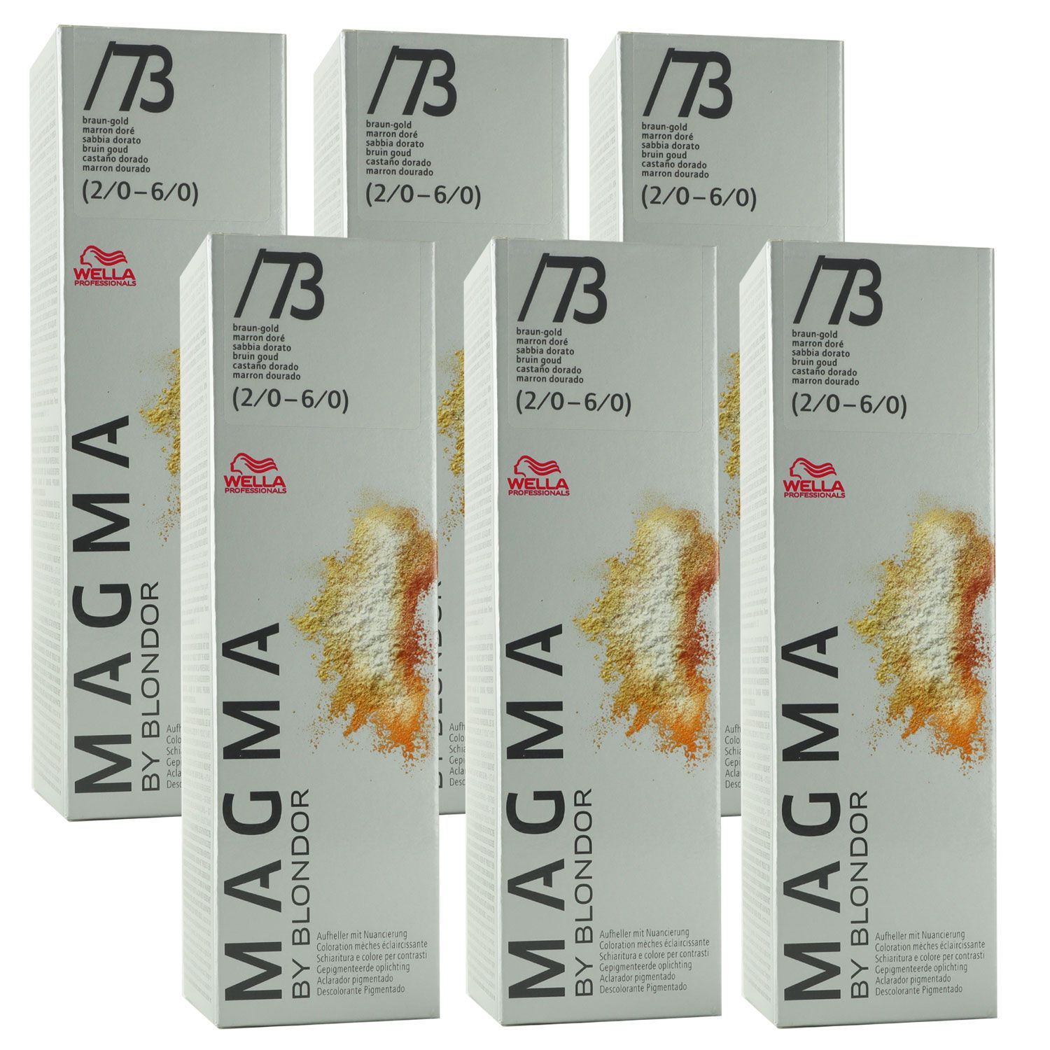 Wella Magma 6 x 120 g /73 braun-gold aufhellende Str�hnen-Haarfarbe Set