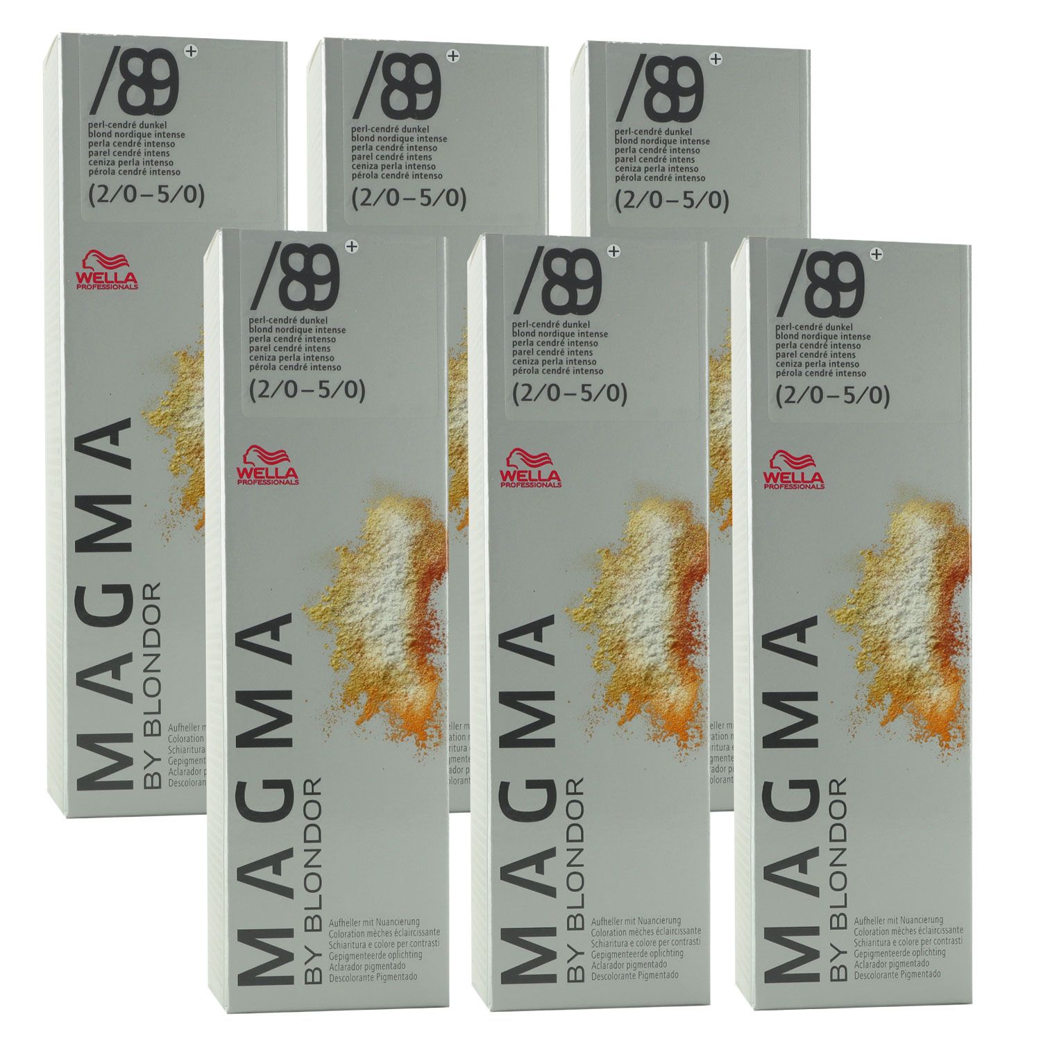 Wella Magma 6 x 120 g /89+ perl-cendre dunkel aufhellende Str�hnen-Haarfarbe Set