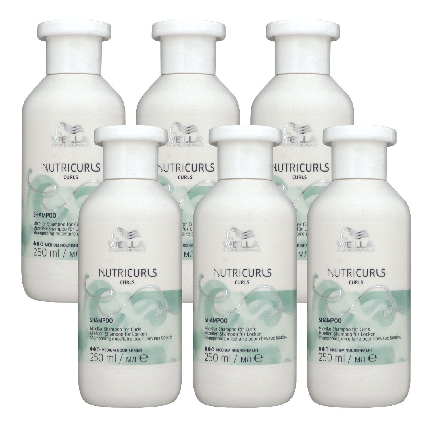 Wella Nutricurls Micellar Curls 6 x 250 ml Shampoo f�r welliges Haar Set