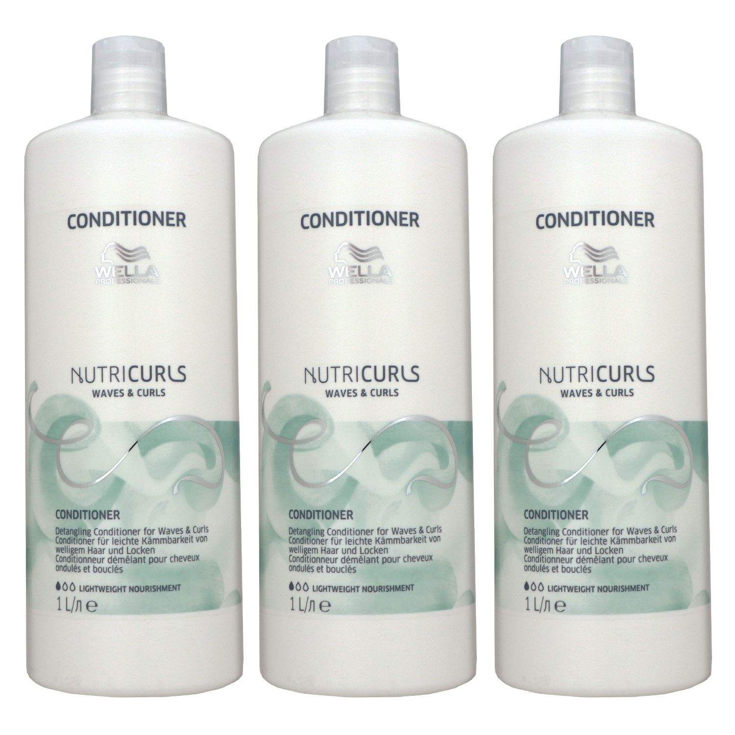 Wella Nutricurls Waves & Curls 3 x 1000 ml Conditioner welliges Haar Locken Set