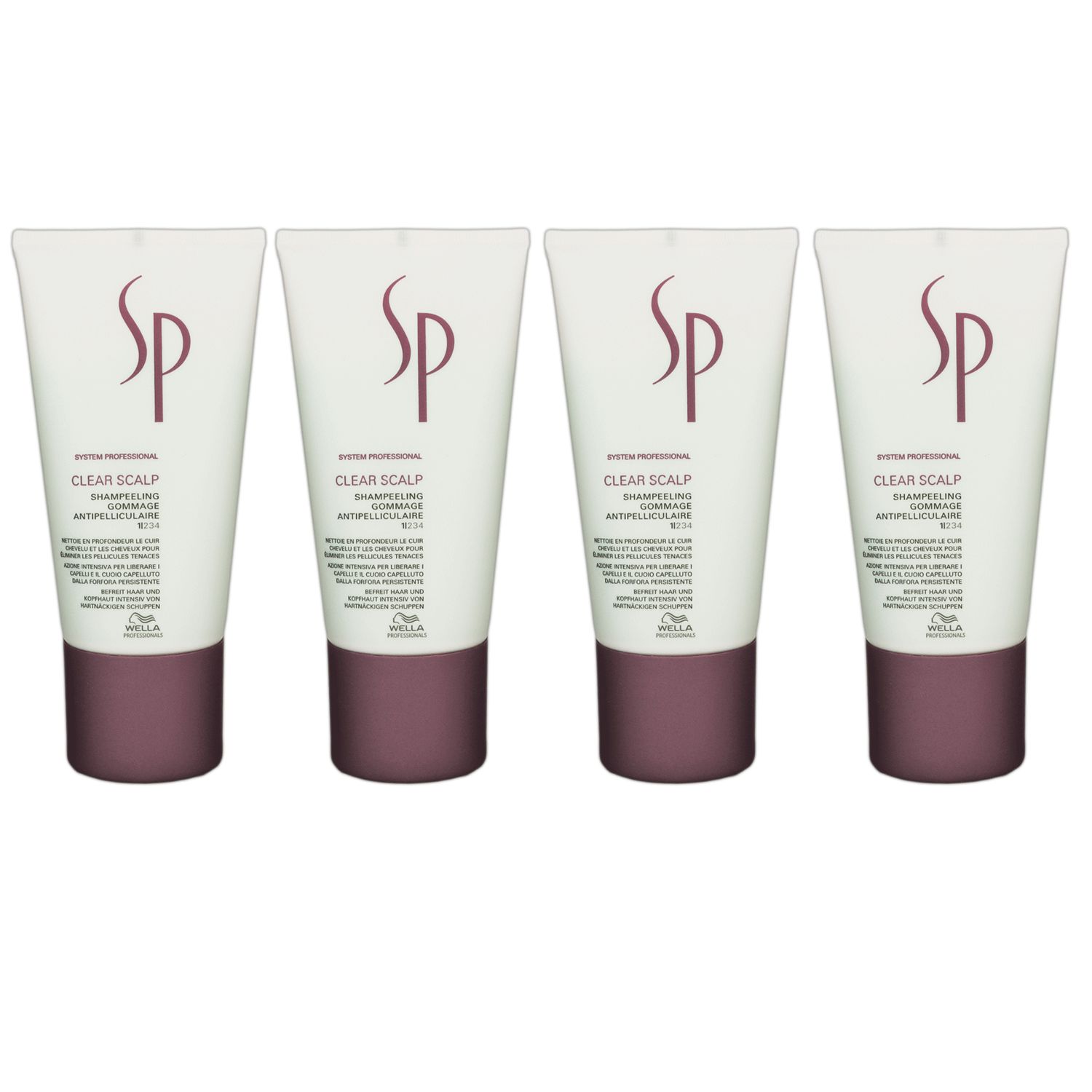 Wella SP Clear Scalp Shampeeling 4 x 150 ml Kopfhautlotion Set