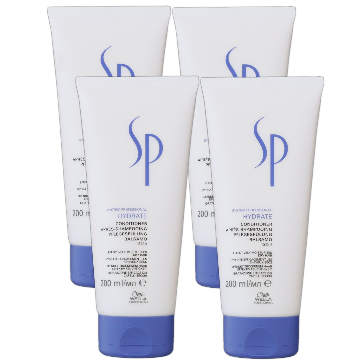 Wella SP Hydrate Conditioner 4 x 200 ml f�r trockenes Haar spendet Feuchtigkeit Set