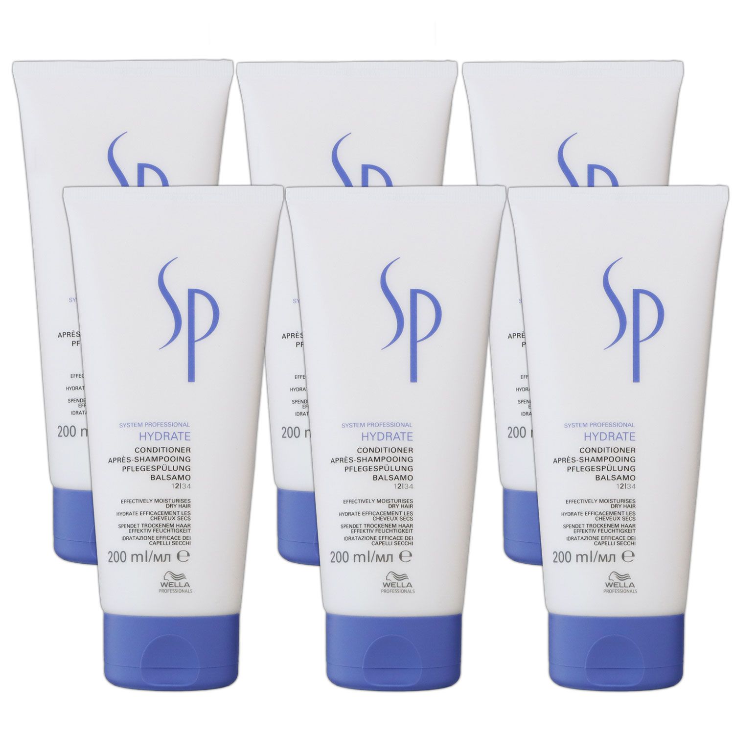 Wella SP Hydrate Conditioner 6 x 200 ml f�r trockenes Haar spendet Feuchtigkeit Set
