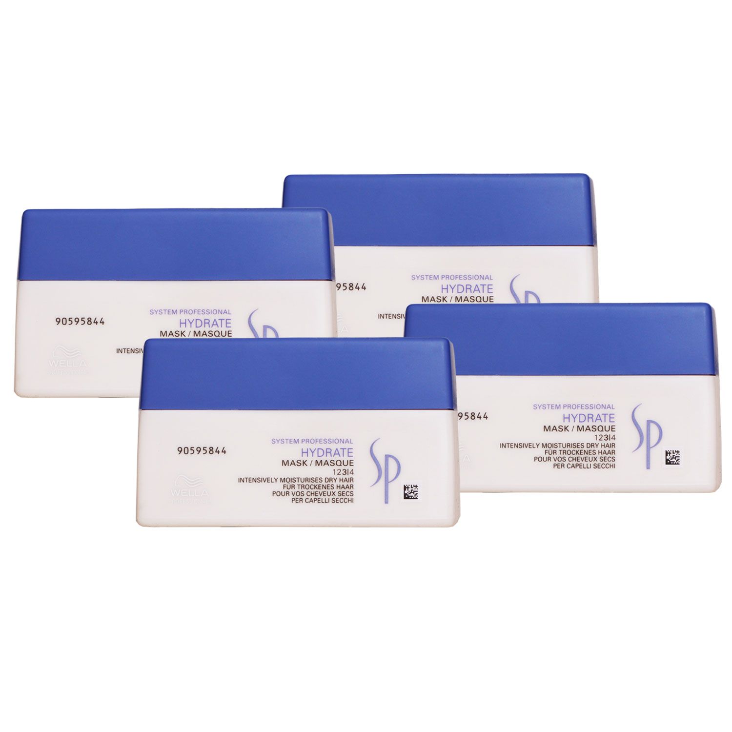 Wella SP Hydrate Mask 4 x 200 ml f�r trockenes Haar spendet Feuchtigkeit Haarkur Set