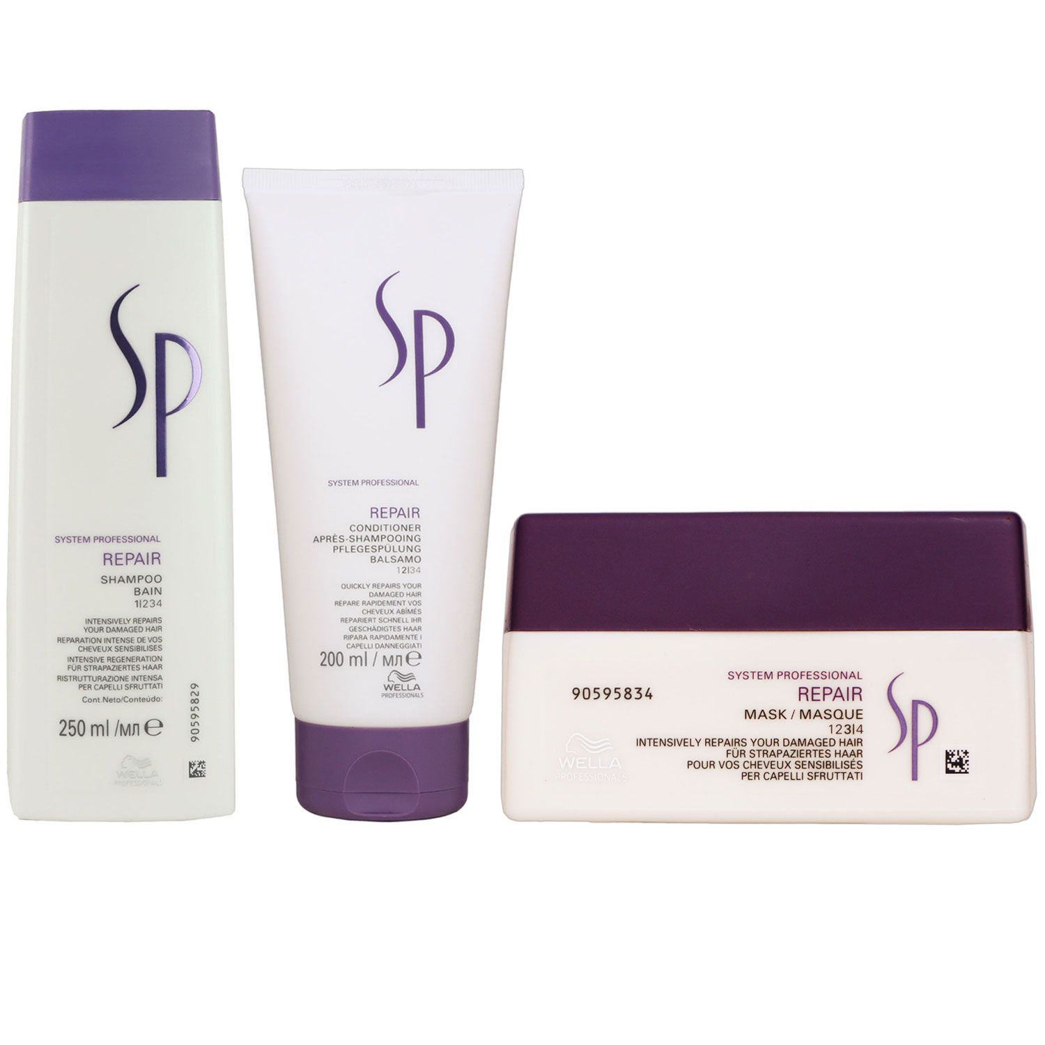 Wella SP Repair 250 ml Shampoo & 200 ml Conditioner & 200 ml Haarmaske Set