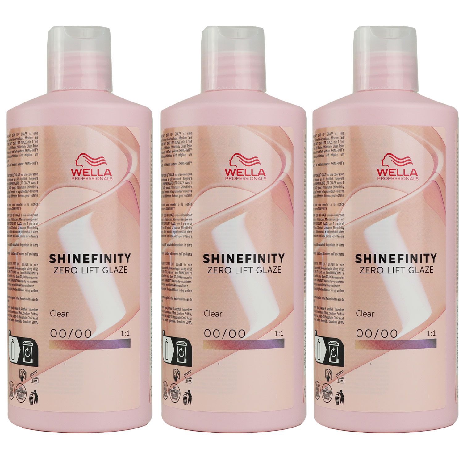 Wella Shinefinity Crystal Glaze 00/00 Zero 3 x 500 ml Haarfarbe Set