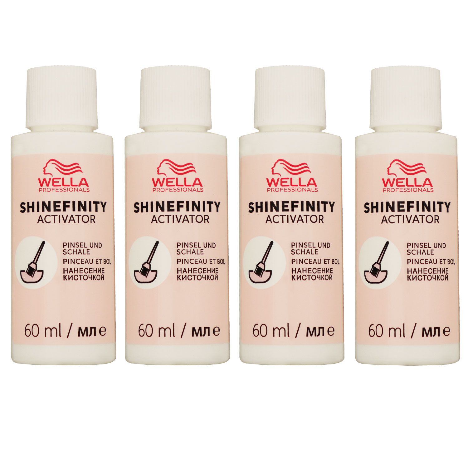Wella Shinefinity Glaze Activator Brush Bowl 2 % 4 x 60 ml Entwickler H2O2 Set
