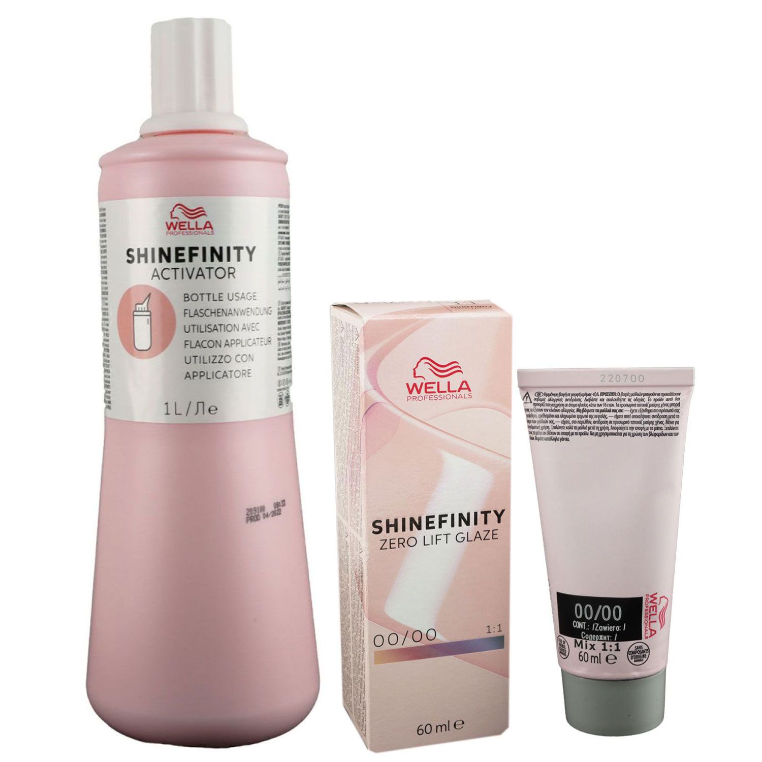 Wella Shinefinity Glaze Booster 60 ml 00/00 & Activator Bottle 2 % 1L Entwickler