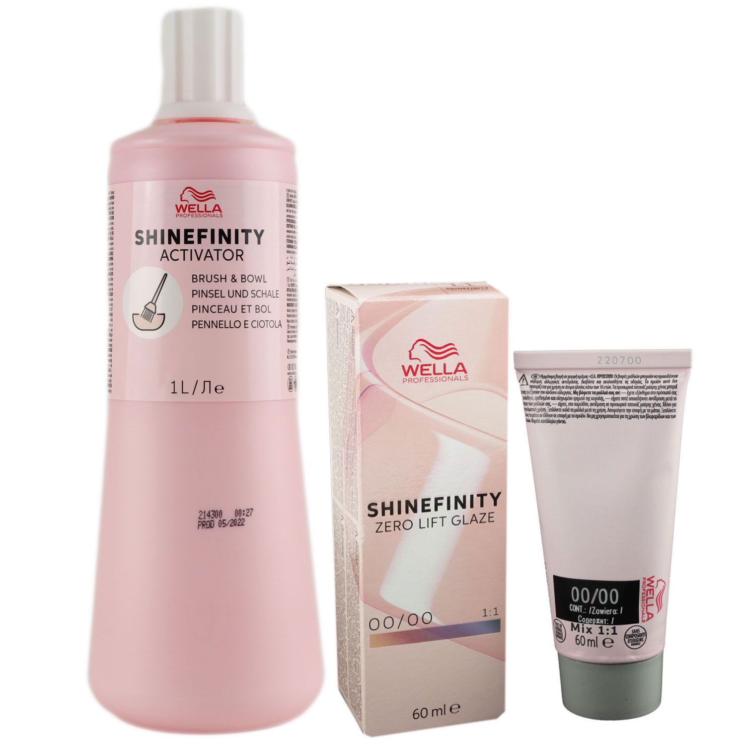 Wella Shinefinity Glaze Booster 60 ml 00/00 & Activator Brush Bowl 2 % 1 L Set