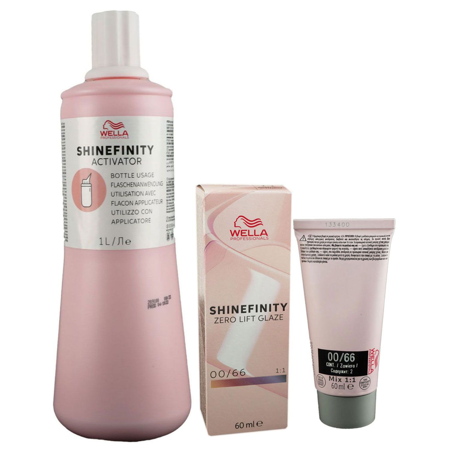 Wella Shinefinity Glaze Booster 60 ml 00/66 & Activator Bottle 2 % 1L Entwickler