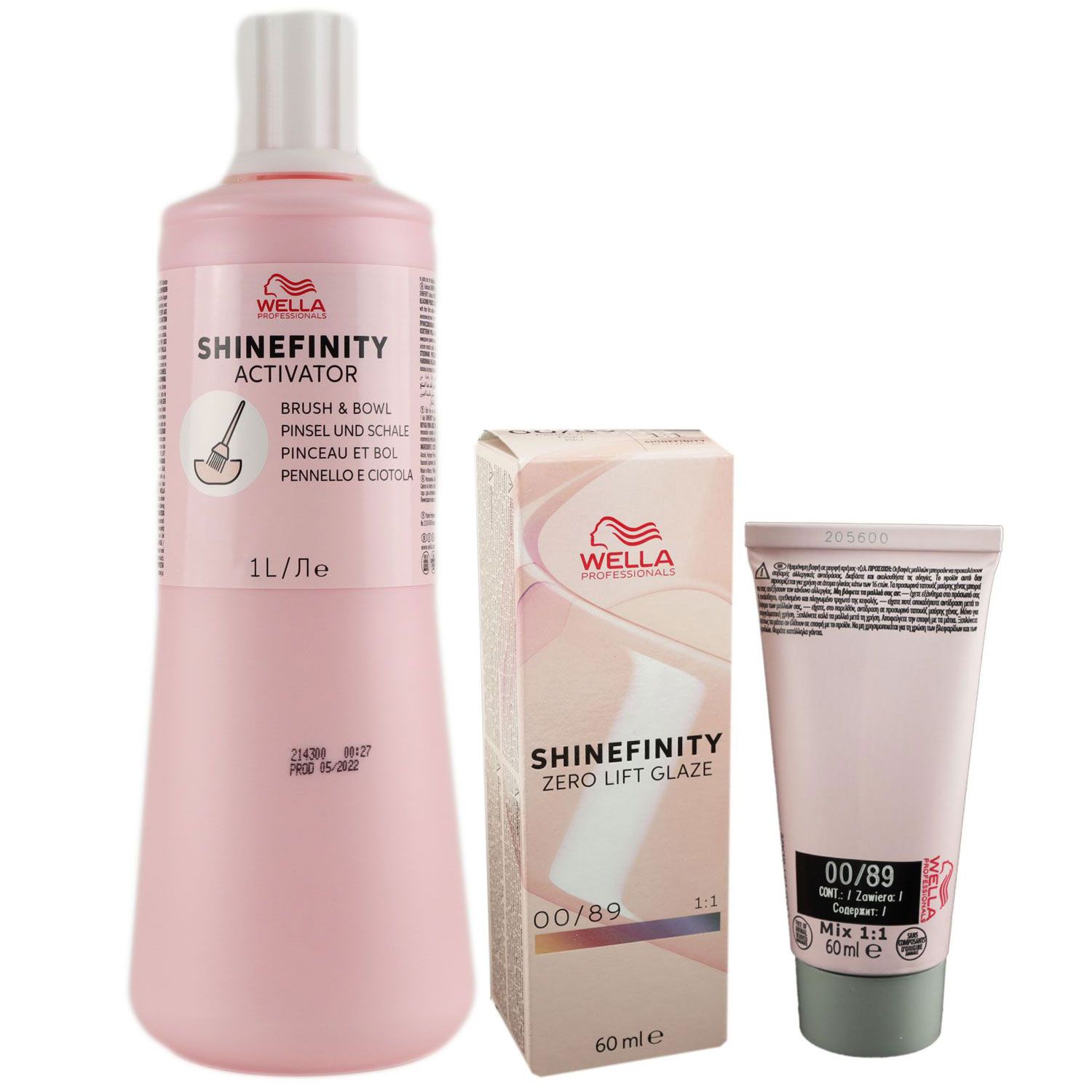 Wella Shinefinity Glaze Booster 60 ml 00/89 & Activator Brush Bowl 2 % 1 L Set