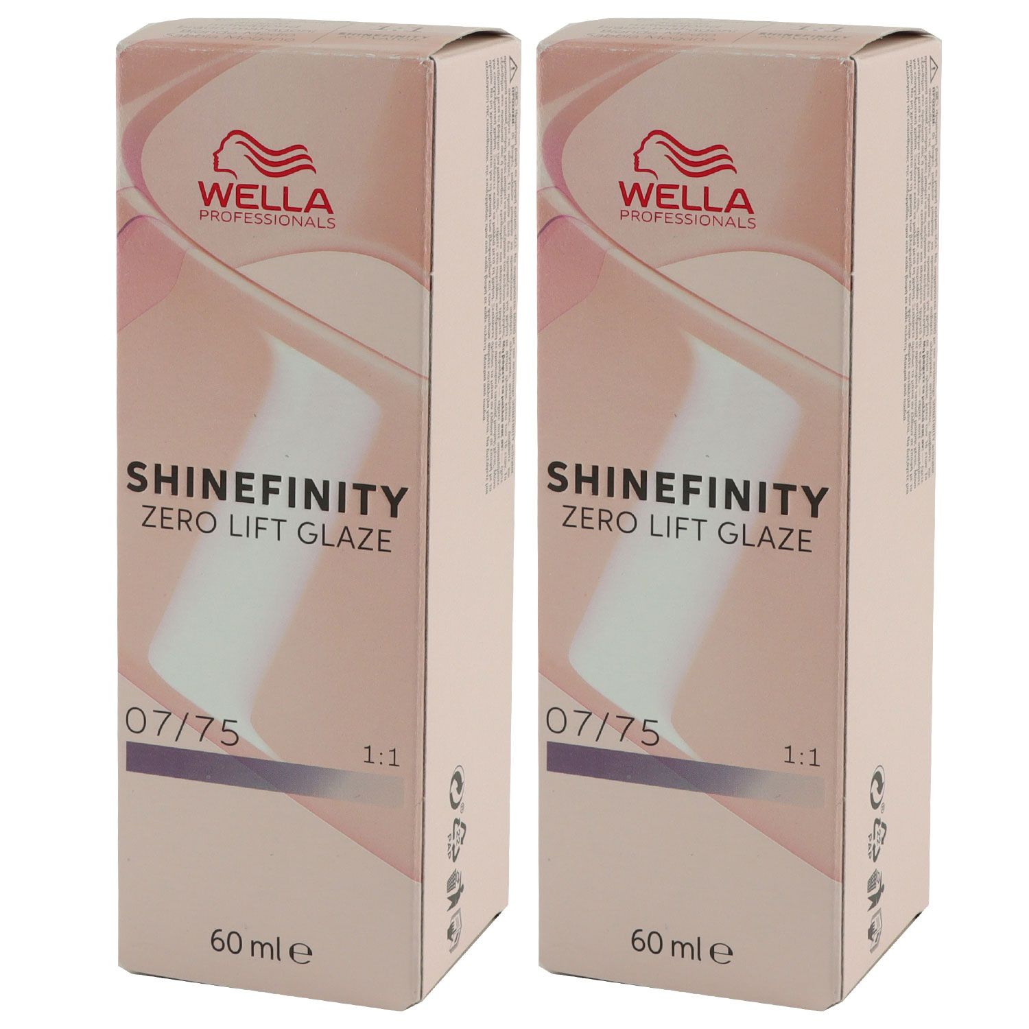Wella Shinefinity Glaze Cool 2 x 60 ml 07/75 Rasberry Latte T�nung Set