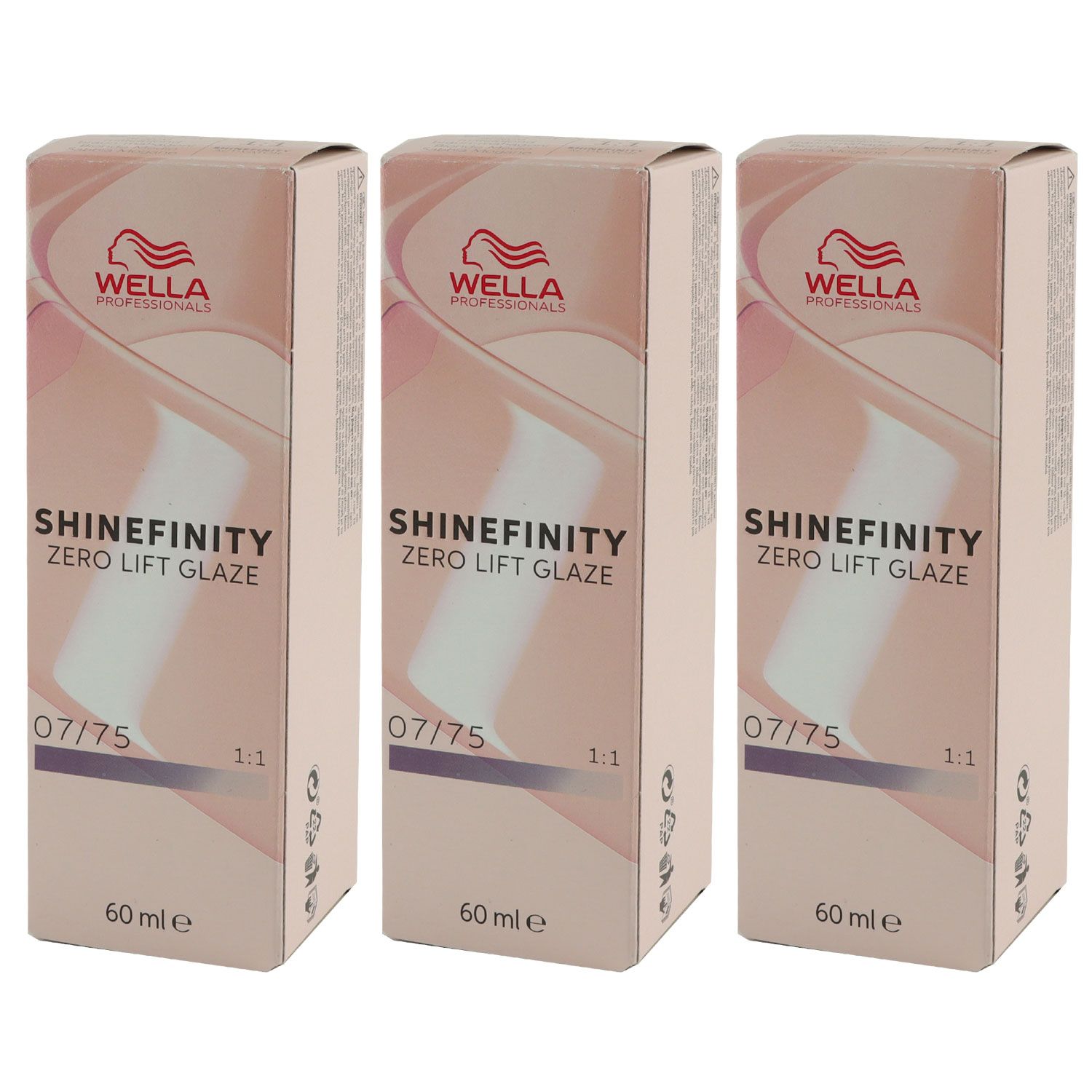 Wella Shinefinity Glaze Cool 3 x 60 ml 07/75 Rasberry Latte T�nung Set