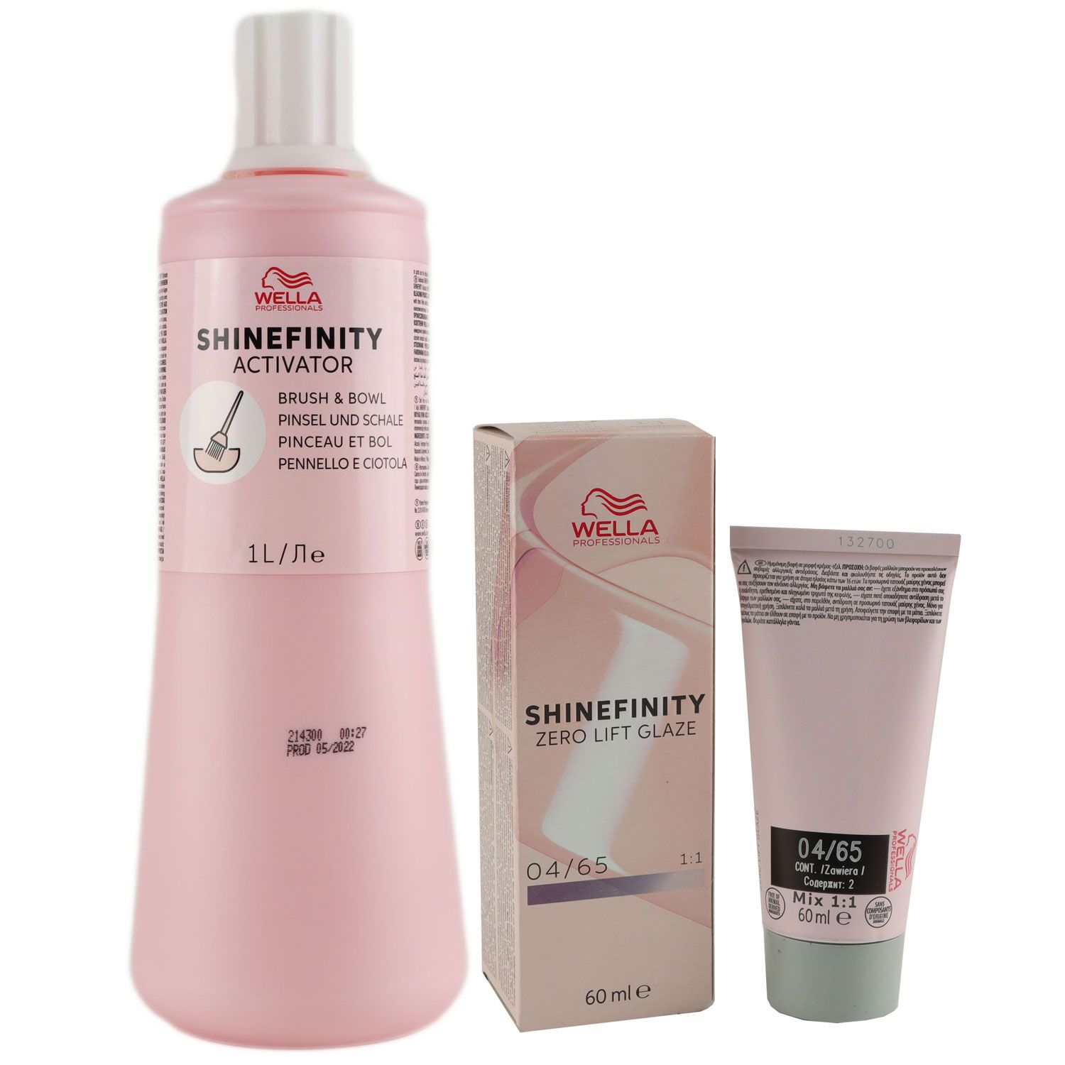 Wella Shinefinity Glaze Cool 60 ml 04/65 & Activator Brush Bowl 2% 1L Entwickler