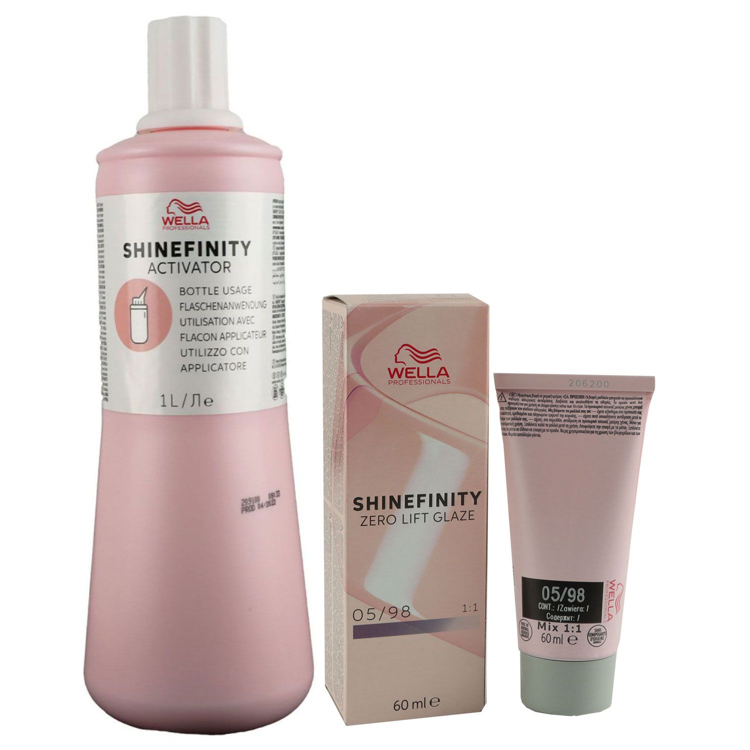 Wella Shinefinity Glaze Cool 60 ml 05/98 & Activator Bottle 2 % 1L Entwickler