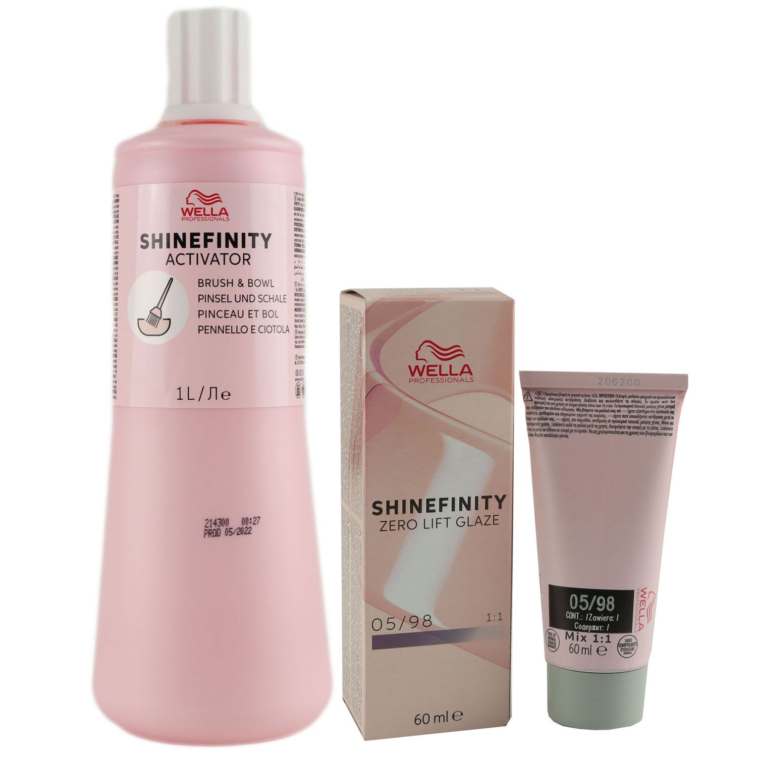 Wella Shinefinity Glaze Cool 60 ml 05/98 & Activator Brush Bowl 2% 1L Entwickler