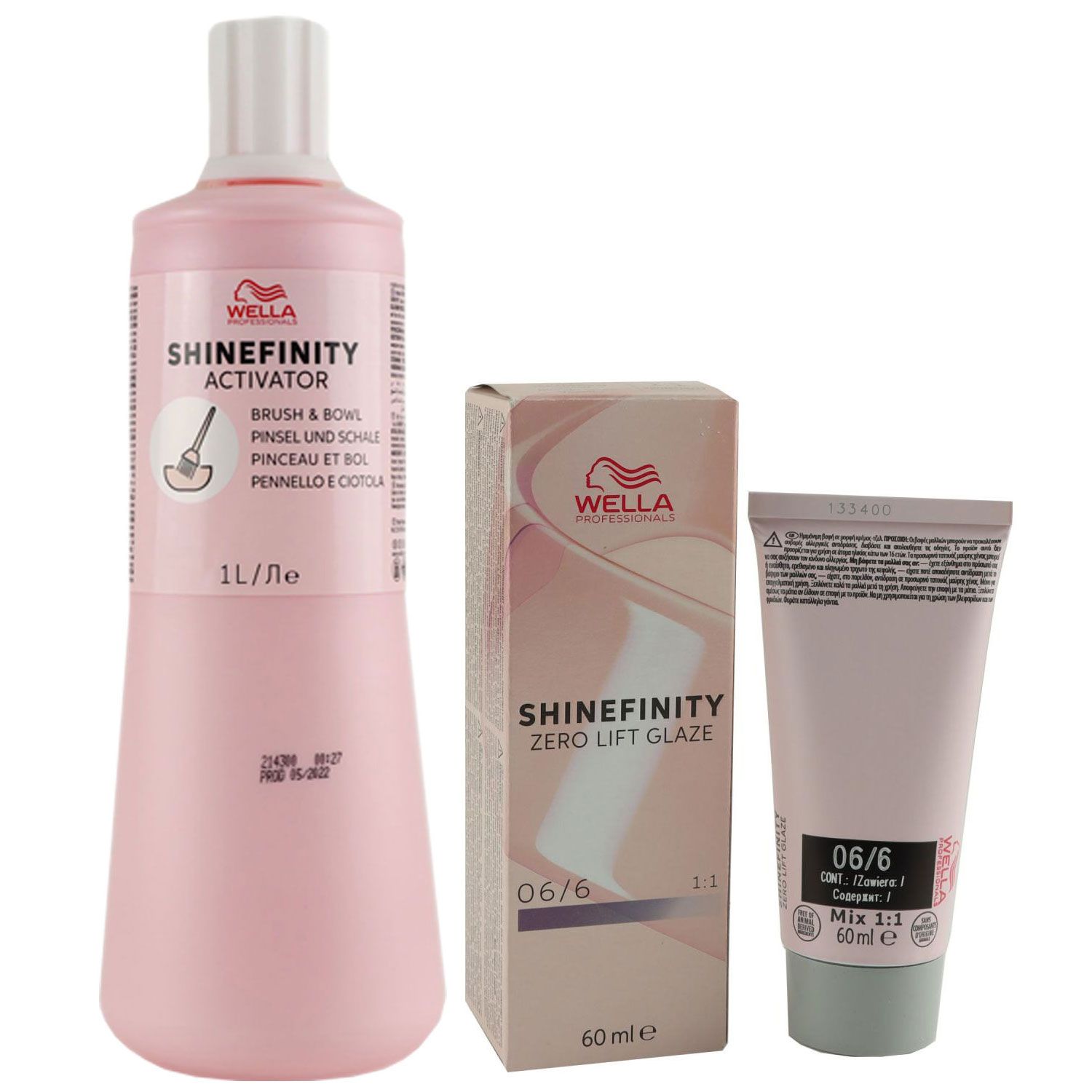 Wella Shinefinity Glaze Cool 60 ml 06/6 & Activator Brush Bowl 2% 1L Entwickler