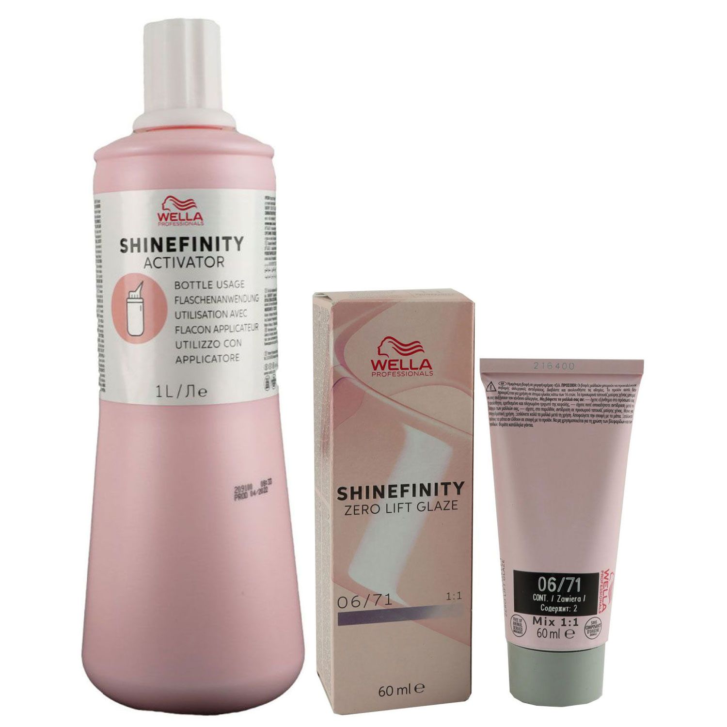 Wella Shinefinity Glaze Cool 60 ml 06/71 & Activator Bottle 2 % 1L Entwickler