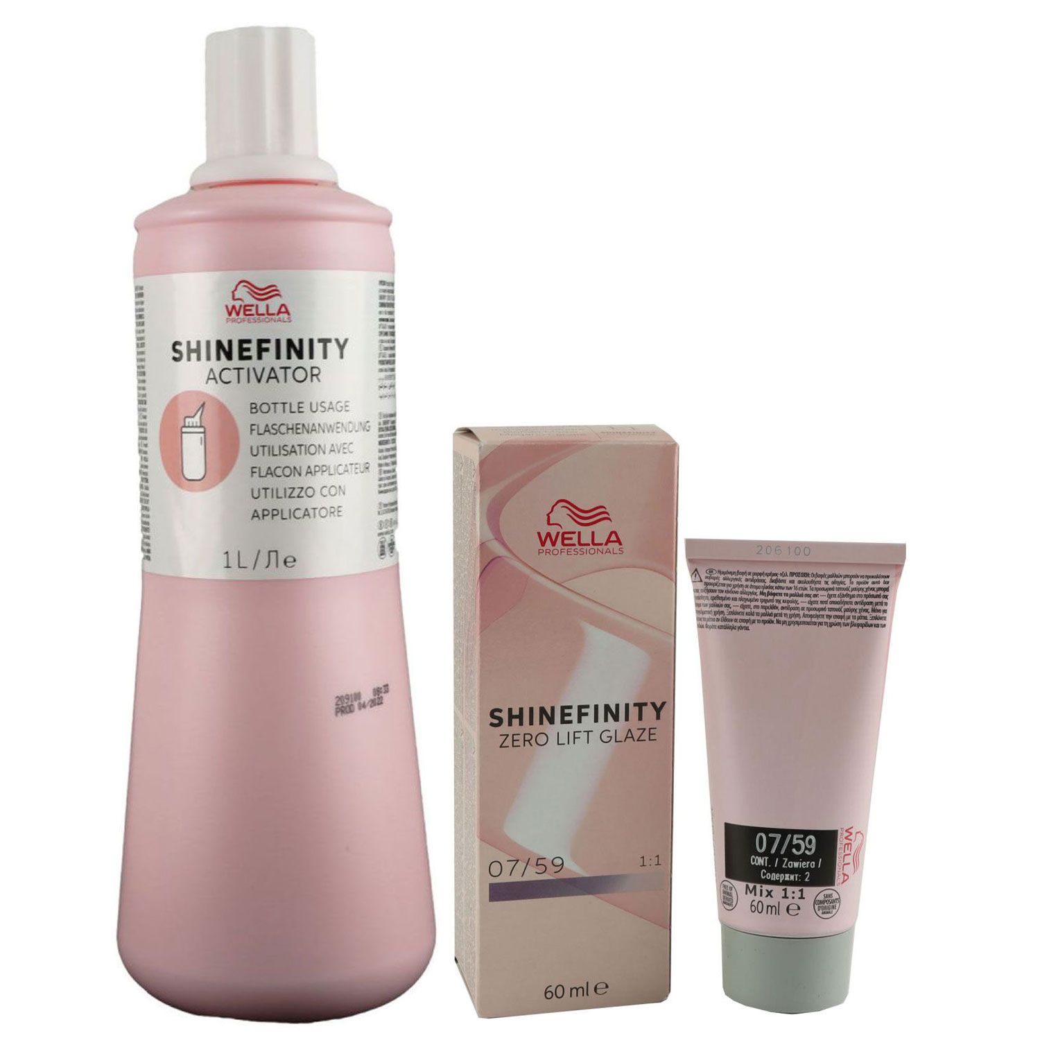 Wella Shinefinity Glaze Cool 60 ml 07/59 & Activator Bottle 2 % 1L Entwickler