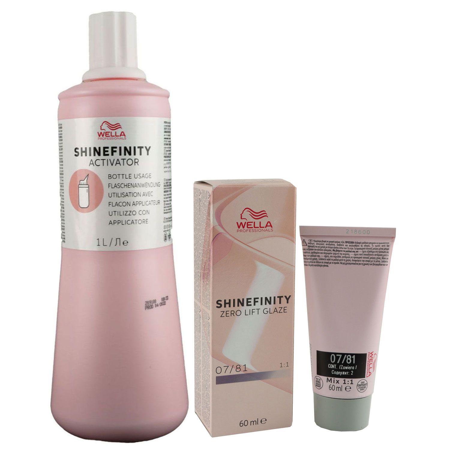Wella Shinefinity Glaze Cool 60 ml 07/81 & Activator Bottle 2 % 1L Entwickler