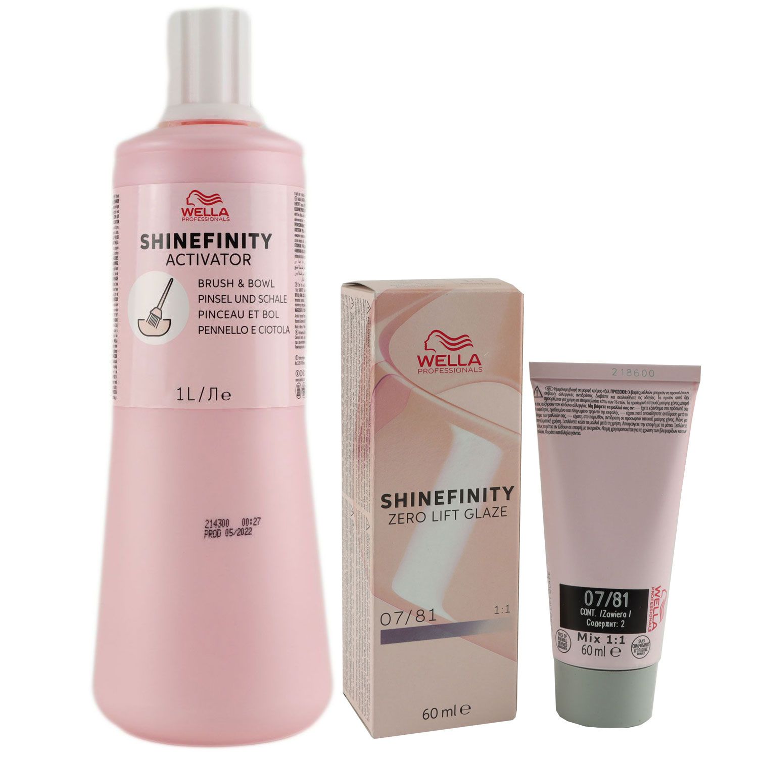 Wella Shinefinity Glaze Cool 60 ml 07/81 & Activator Brush Bowl 2% 1L Entwickler