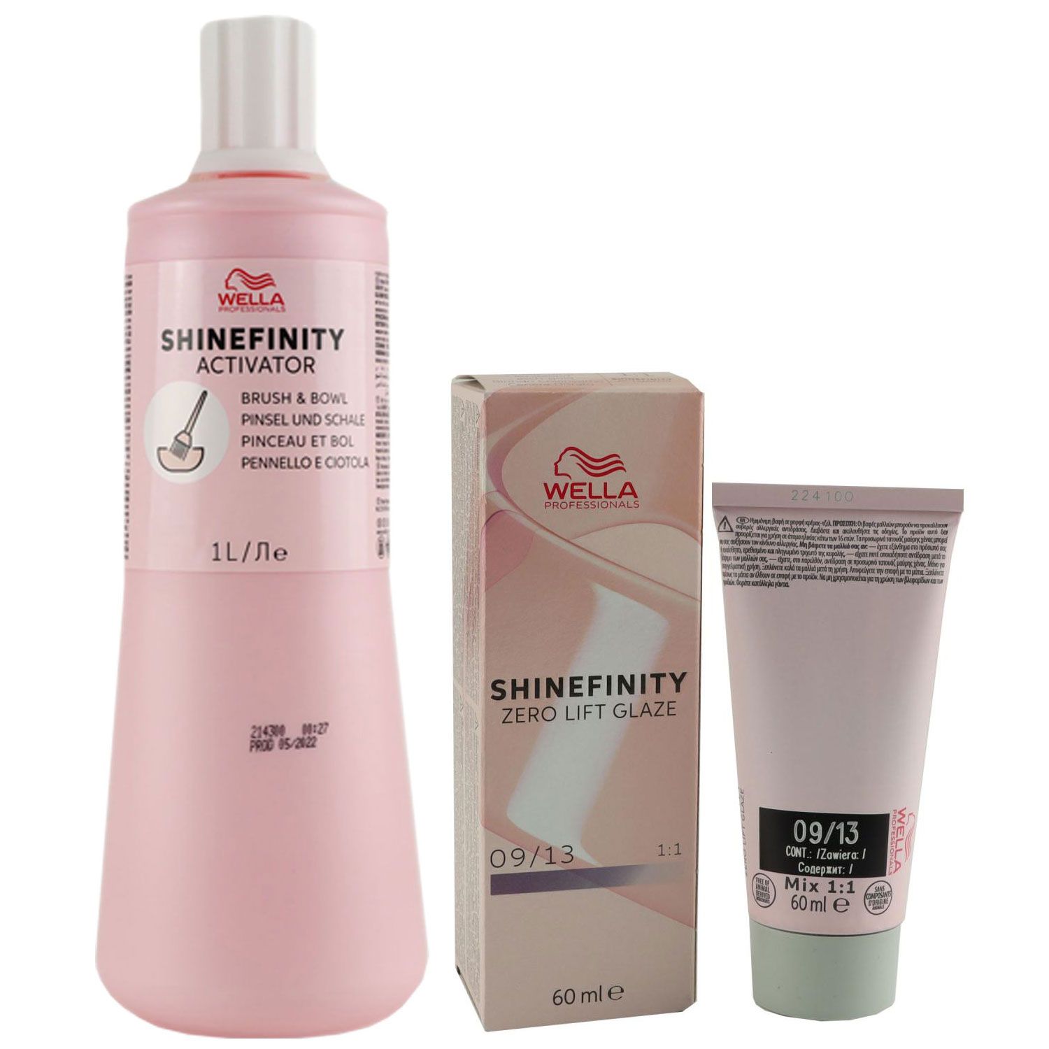 Wella Shinefinity Glaze Cool 60 ml 09/13 & Activator Brush Bowl 2% 1L Entwickler