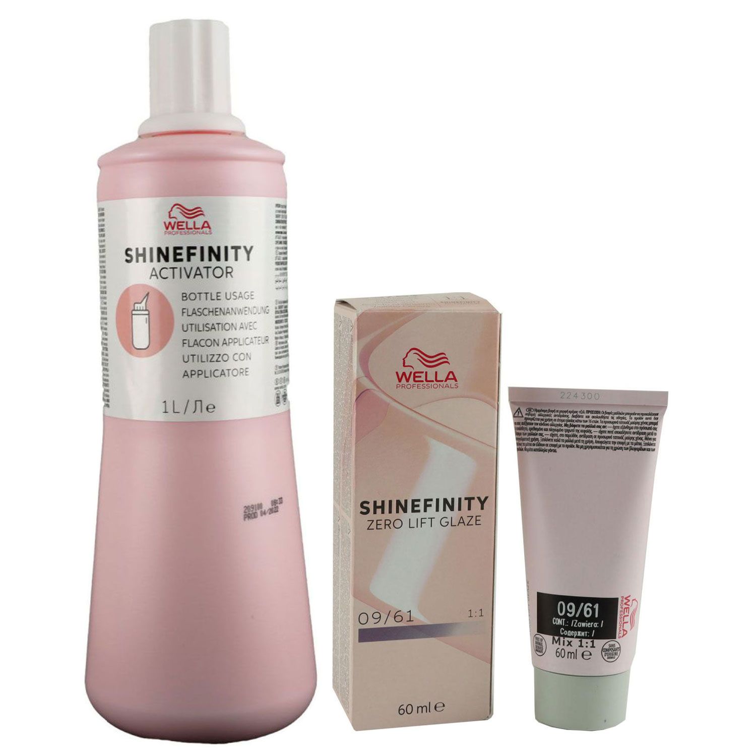Wella Shinefinity Glaze Cool 60 ml 09/61 & Activator Bottle 2 % 1L Entwickler