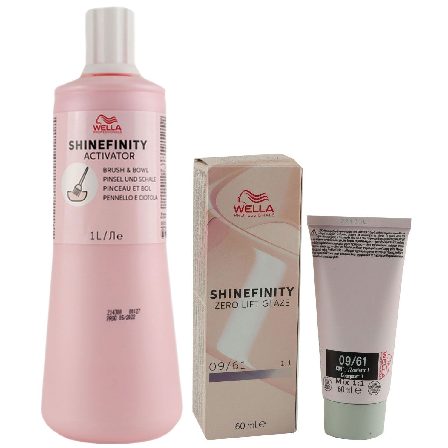 Wella Shinefinity Glaze Cool 60 ml 09/61 & Activator Brush Bowl 2% 1L Entwickler