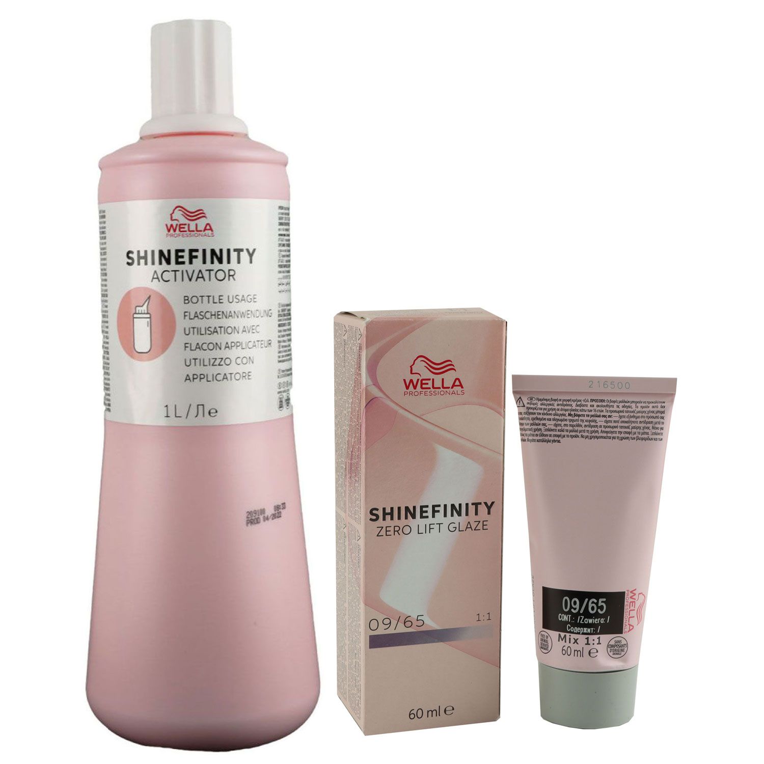 Wella Shinefinity Glaze Cool 60 ml 09/65 & Activator Bottle 2 % 1L Entwickler