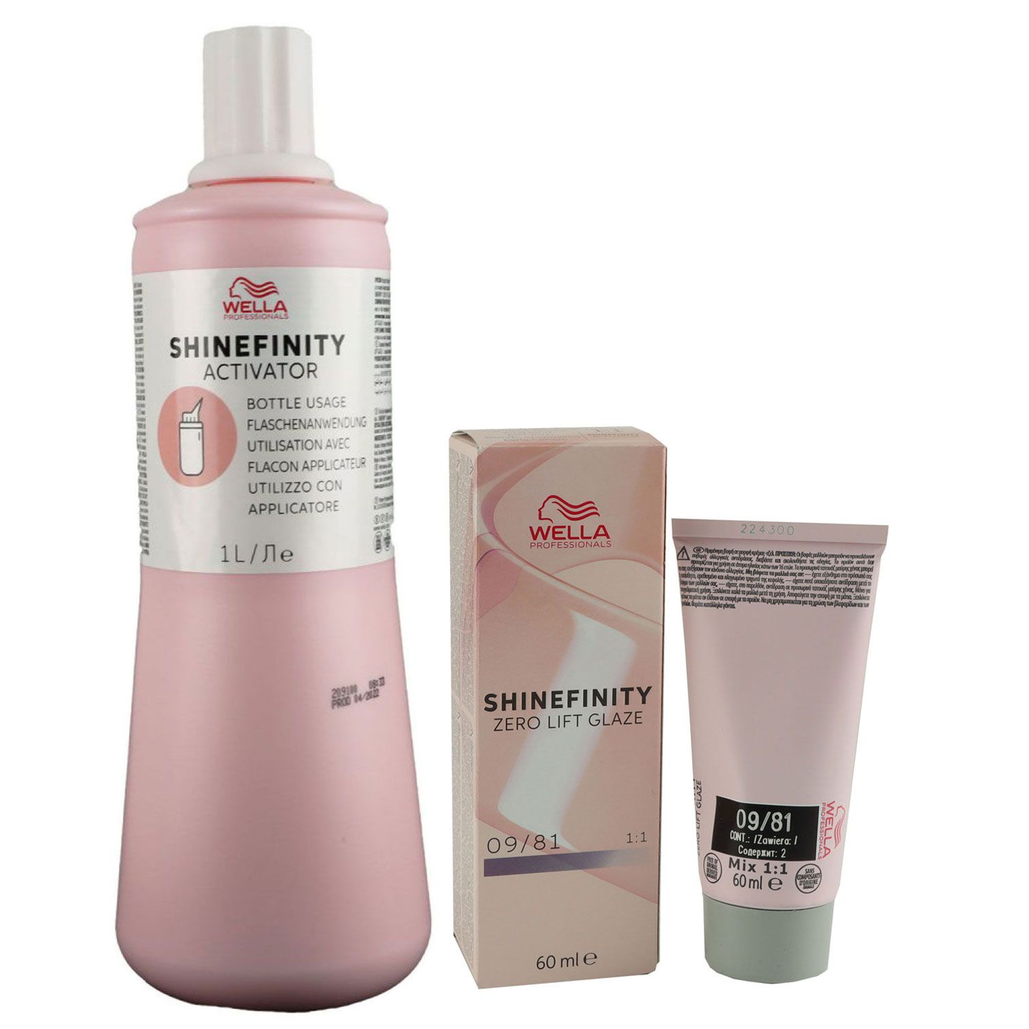 Wella Shinefinity Glaze Cool 60 ml 09/81 & Activator Bottle 2 % 1L Entwickler