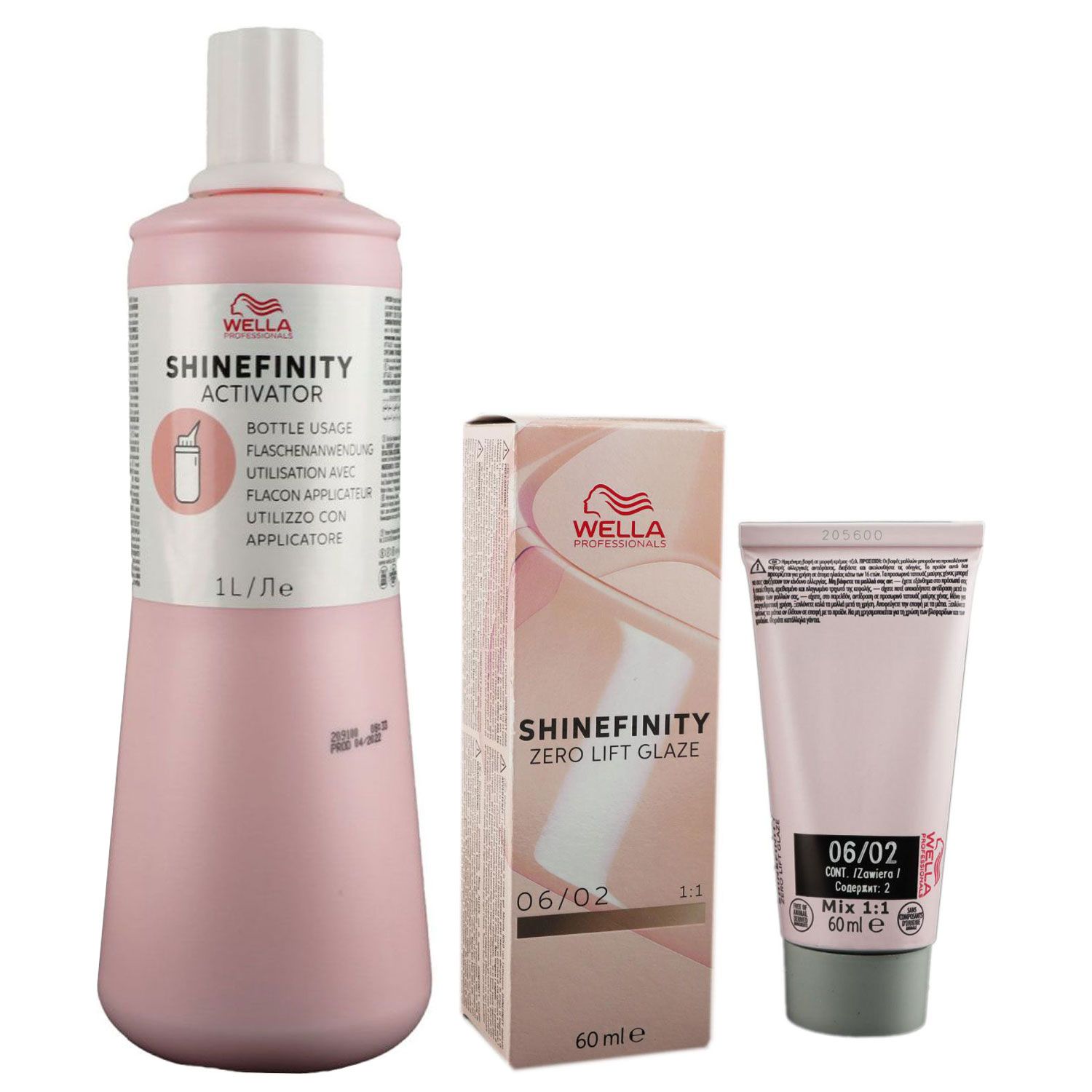 Wella Shinefinity Glaze Natural 60ml 06/02 & Activator Bottle 2 % 1L Entwickler