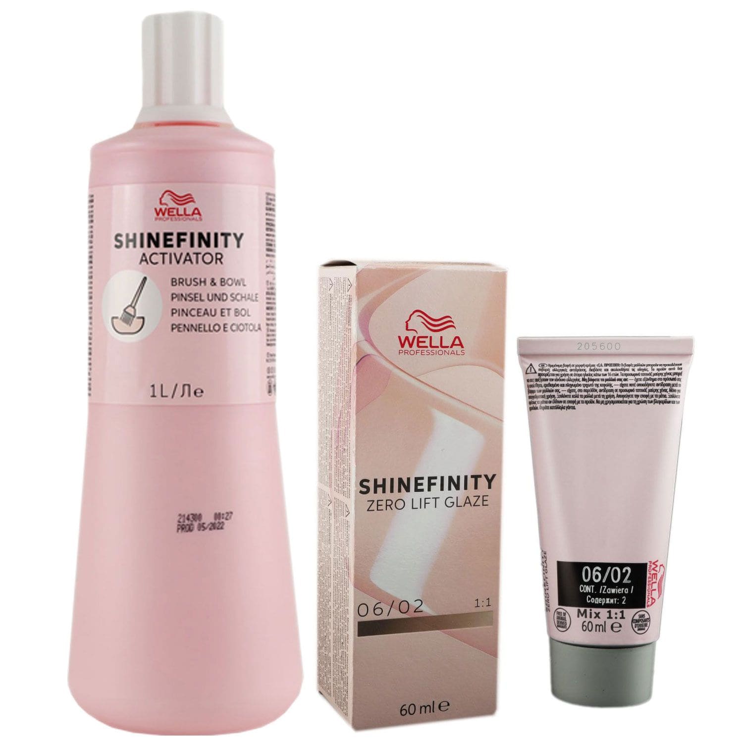 Wella Shinefinity Glaze Natural 60ml 06/02 & Activator Brush Bowl 2% 1L Entwickler