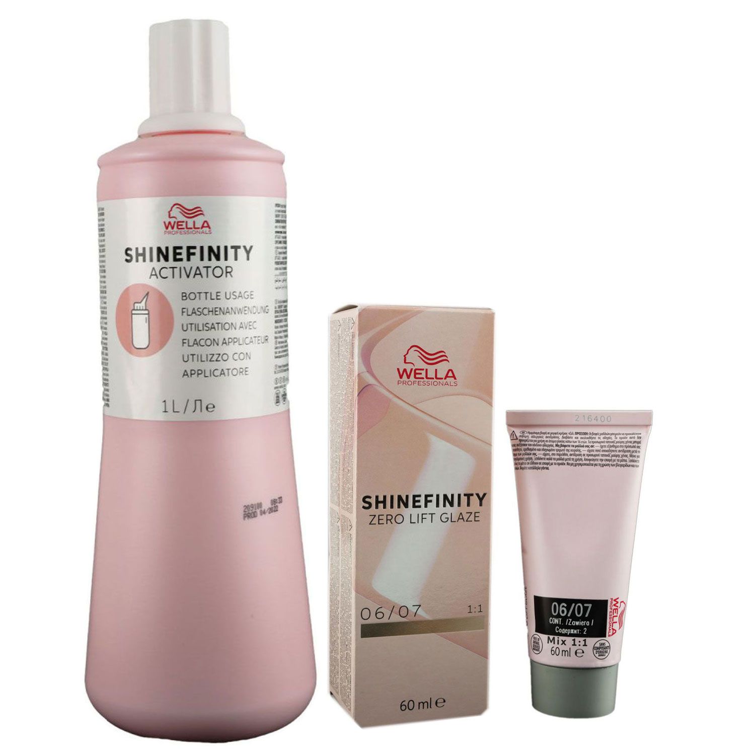 Wella Shinefinity Glaze Natural 60ml 06/07 & Activator Bottle 2 % 1L Entwickler