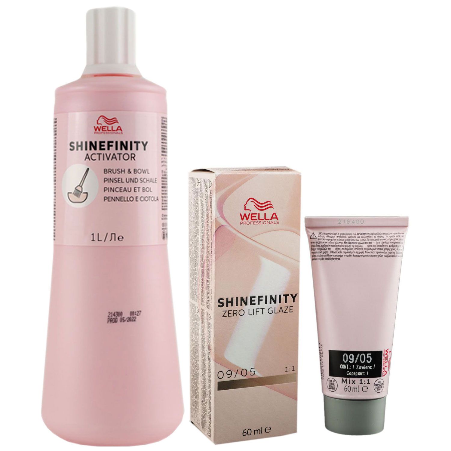 Wella Shinefinity Glaze Natural 60ml 09/05 & Activator Brush Bowl 2% 1L Entwickler