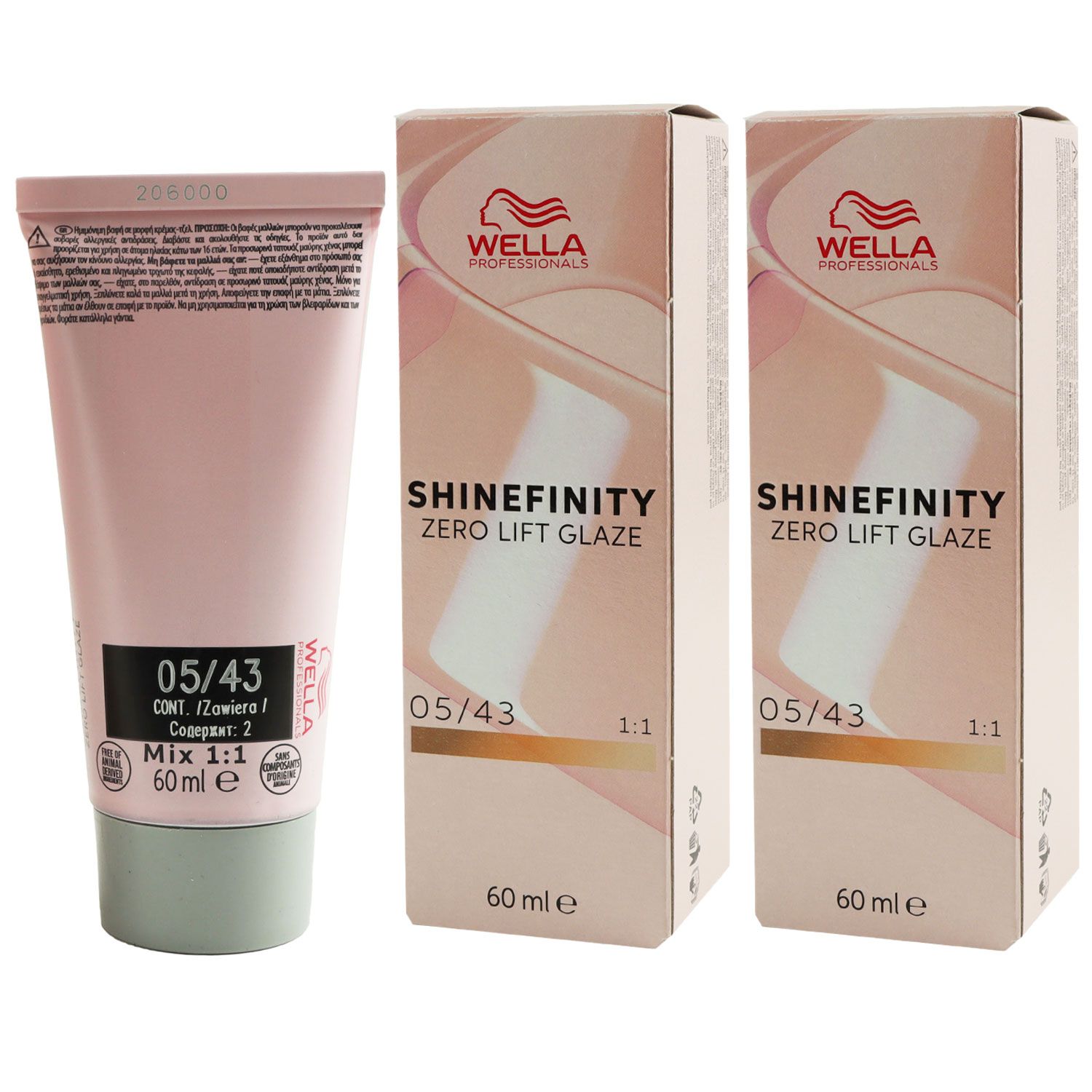 Wella Shinefinity Glaze Warm 2 x 60 ml 05/43 Hot Chilli T�nung Set