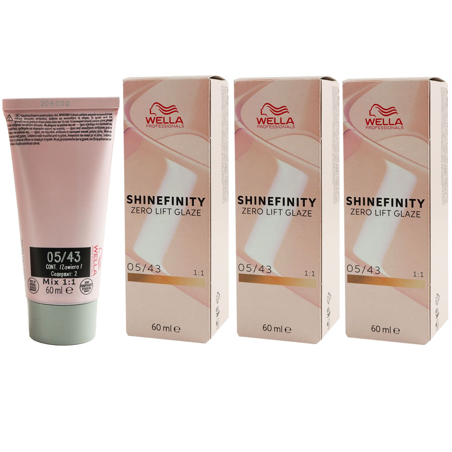 Wella Shinefinity Glaze Warm 3 x 60 ml 05/43 Hot Chilli T�nung Set