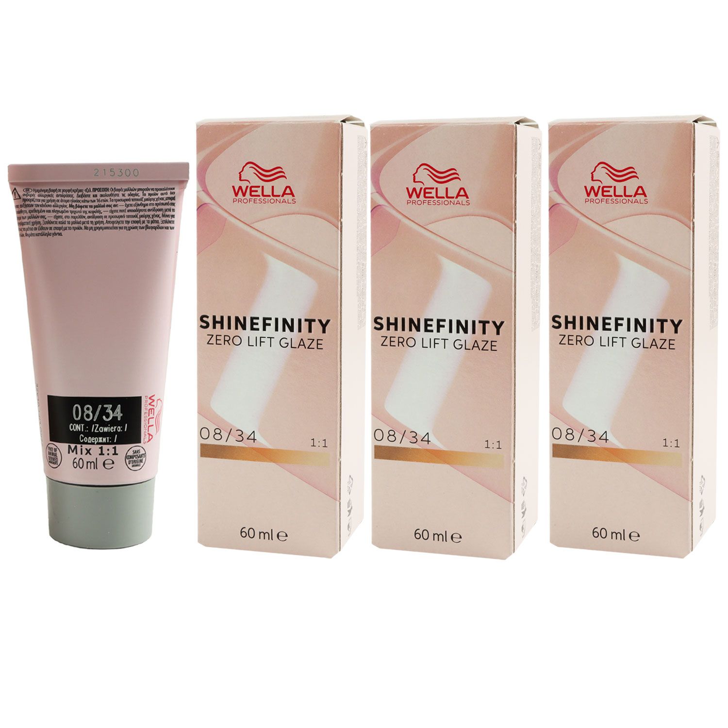 Wella Shinefinity Glaze Warm 3 x 60 ml 08/34 Spice Ginger T�nung Set