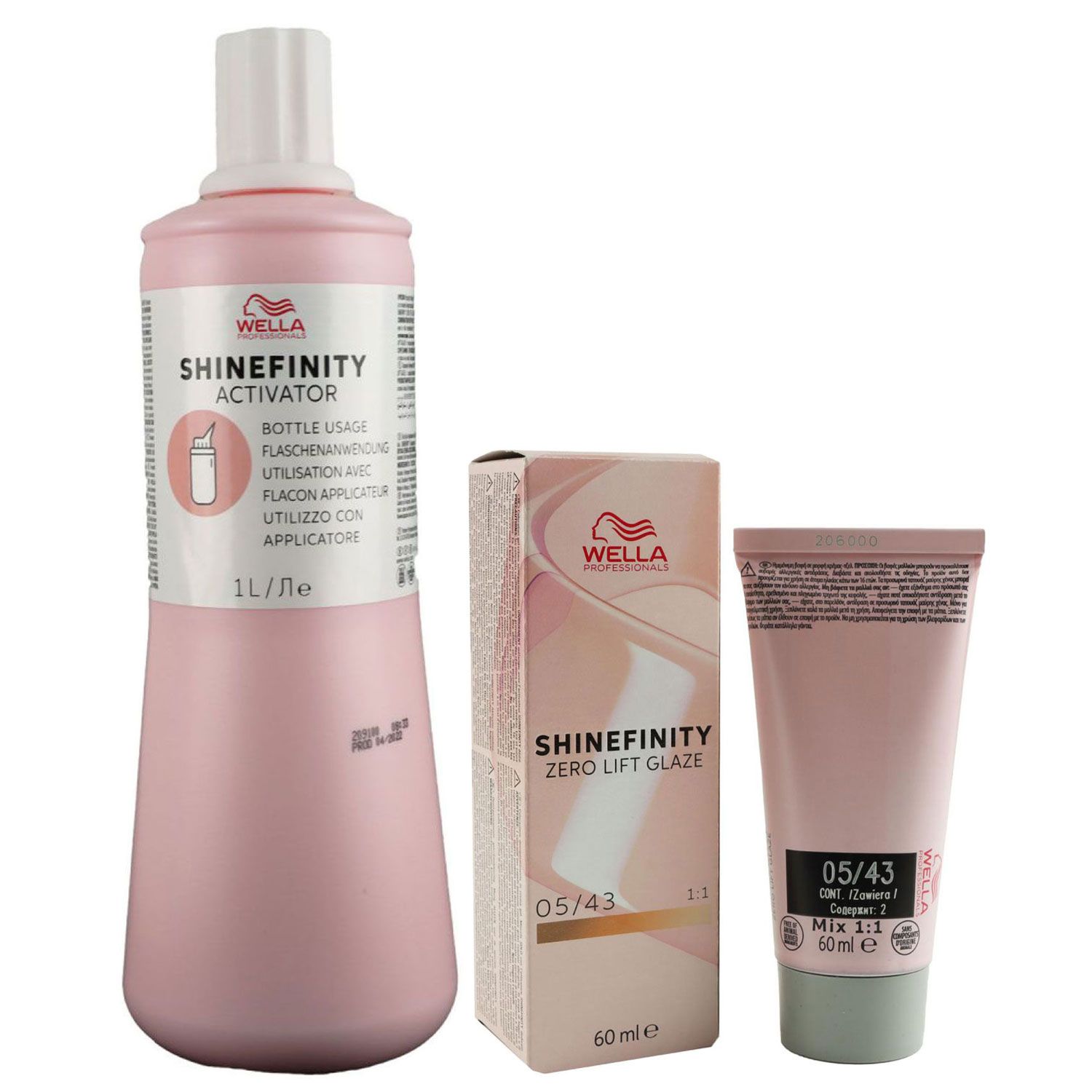Wella Shinefinity Glaze Warm 60 ml 05/43 & Activator Bottle 2 % 1L Entwickler