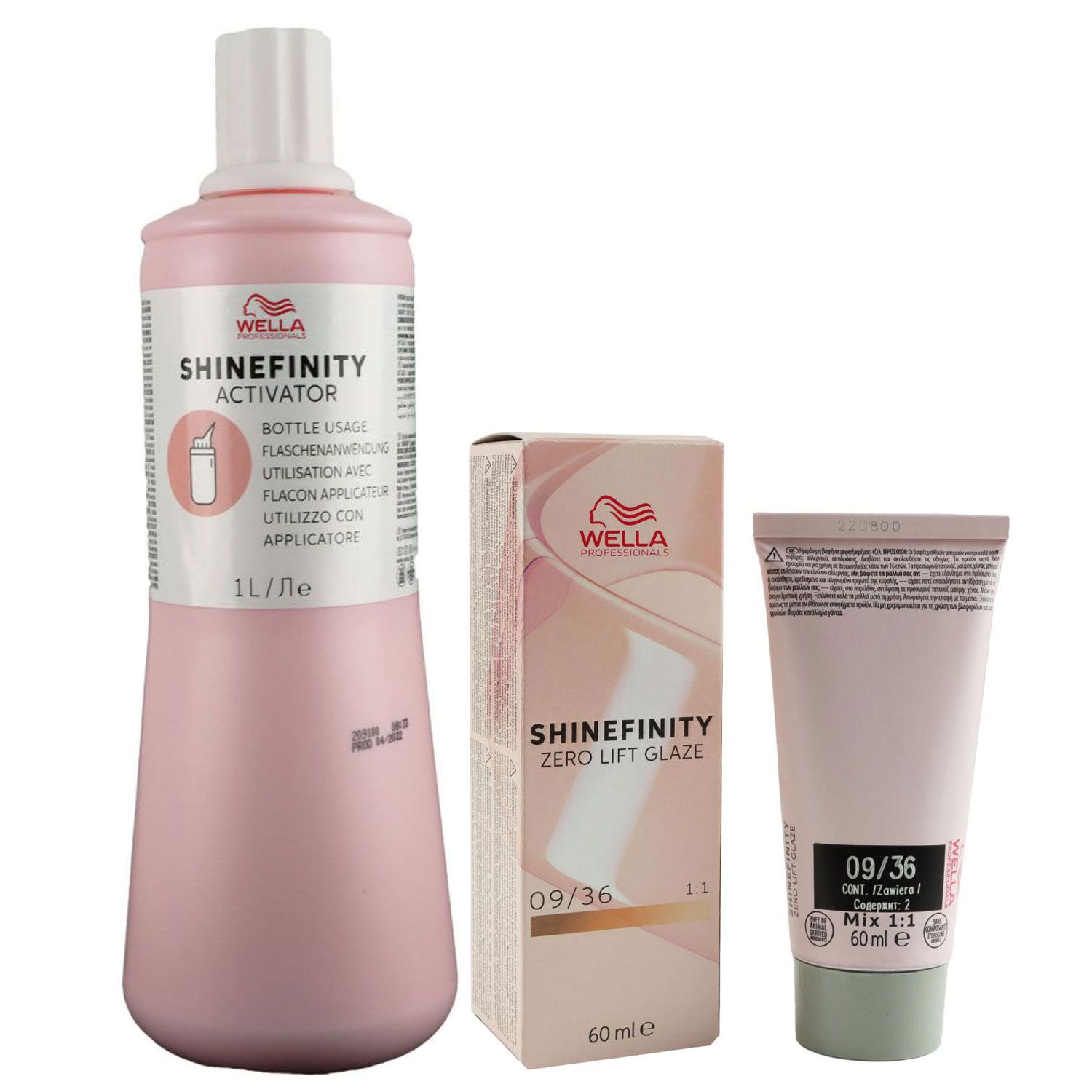 Wella Shinefinity Glaze Warm 60 ml 09/36 & Activator Bottle 2 % 1L Entwickler