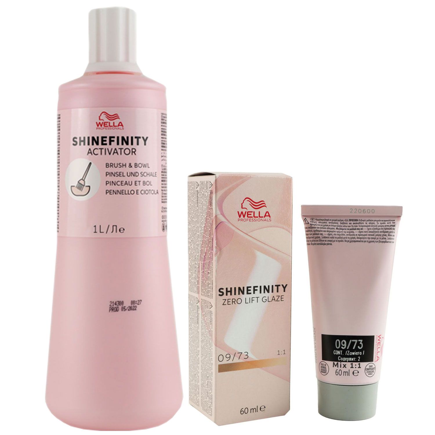 Wella Shinefinity Glaze Warm 60 ml 09/73 & Activator Brush Bowl 2% 1L Entwickler