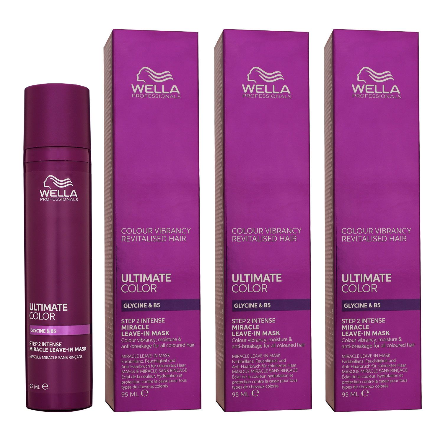 Wella Ultimate Color Miracle Leave In 3 x 95 ml Intensiv Maske f�r coloriertes Haar Step 2 Set