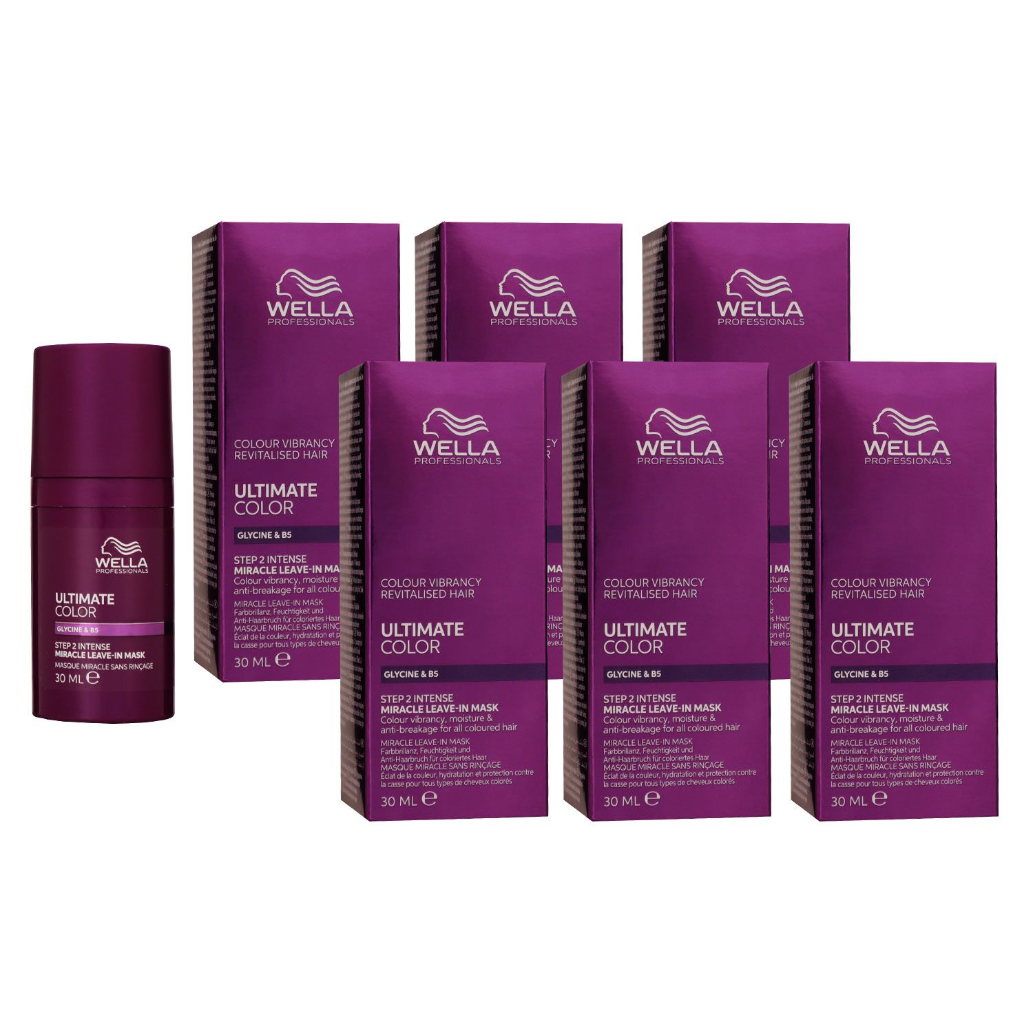 Wella Ultimate Color Miracle Leave In 6 x 30 ml Intensiv Maske f�r coloriertes Haar Step 2 Set