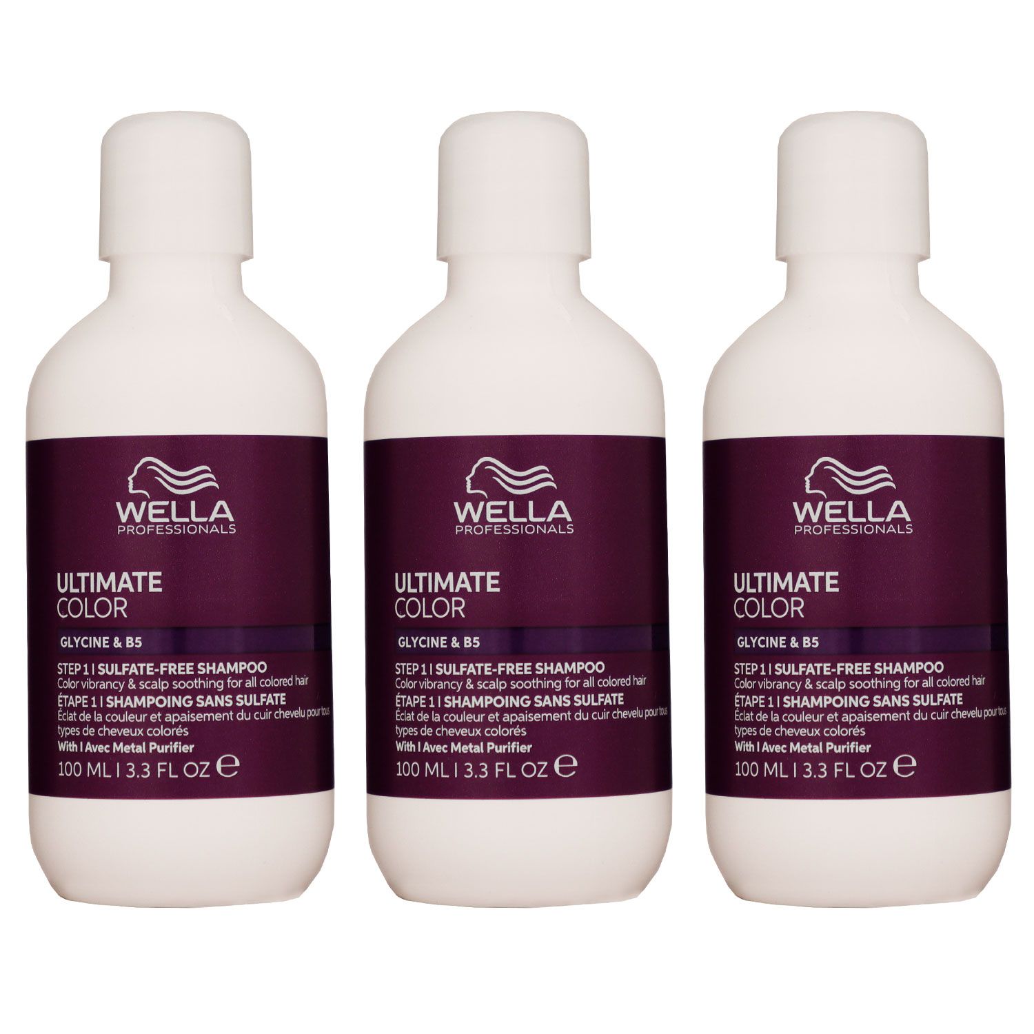 Wella Ultimate Color Sulfatfreies Shampoo 3 x 100 ml f�r coloriertes Haar Step 1 Set