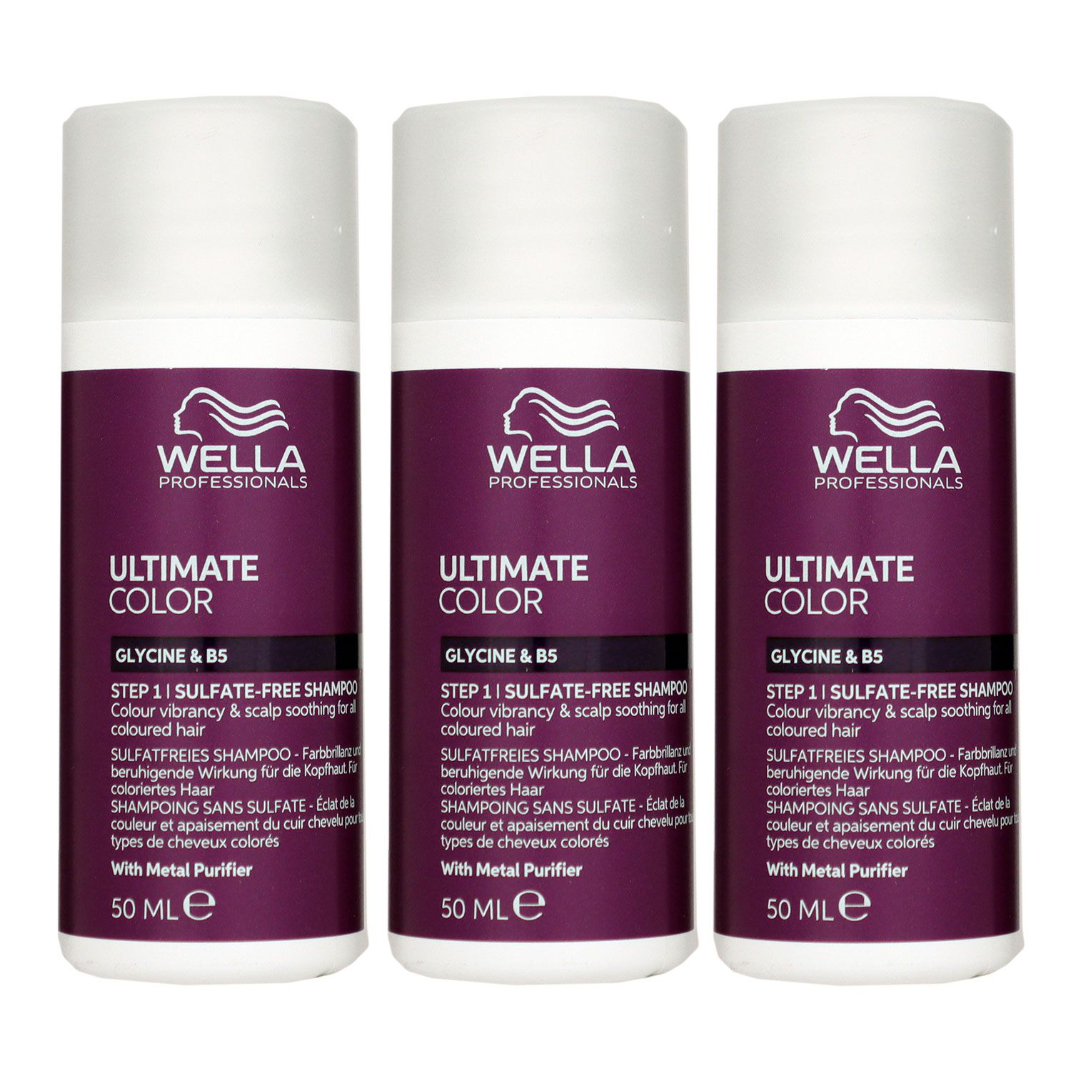 Wella Ultimate Color Sulfatfreies Shampoo 3 x 50 ml f�r coloriertes Haar Step 1 Set
